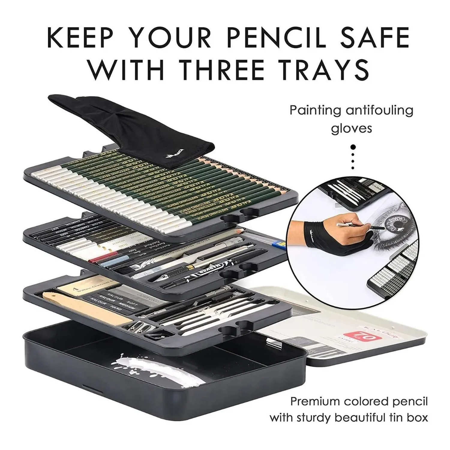 Set de Dibujo y Boceto 70 Piezas Artístico Profesional -3