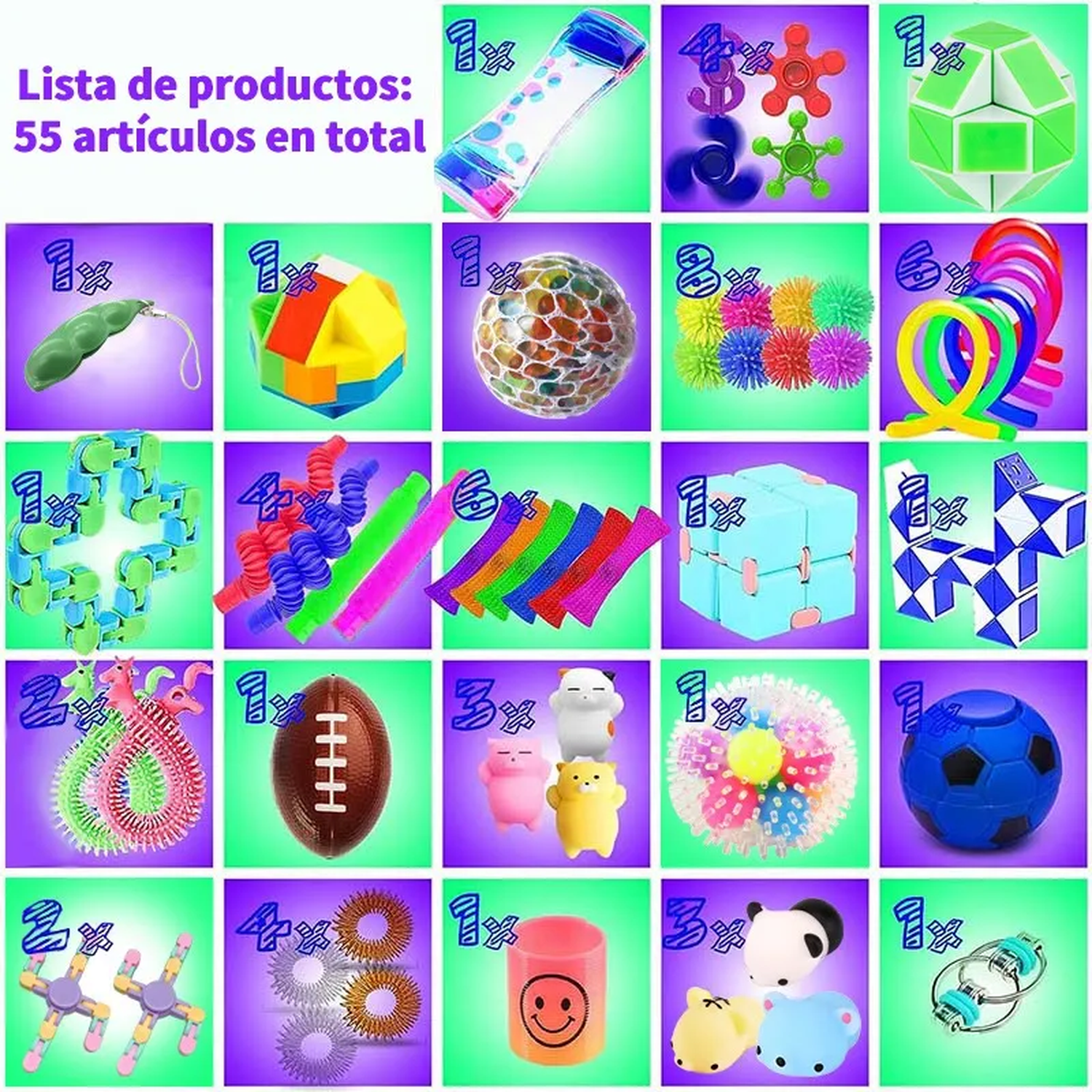 Set de Juguetes Sensoriales Antiestrés 55 Piezas Para Niños y Adultos-3