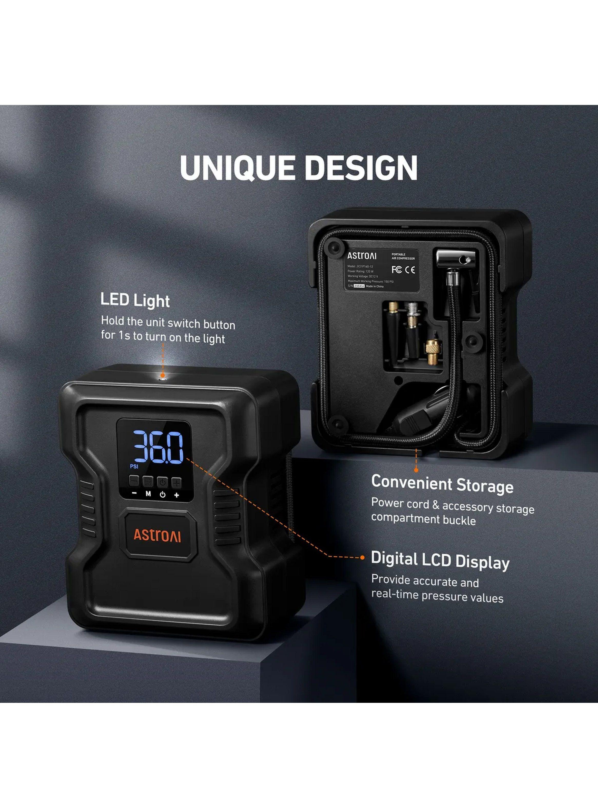 Compresor de Aire Portátil Digital 12V Pantalla LCD LED-2