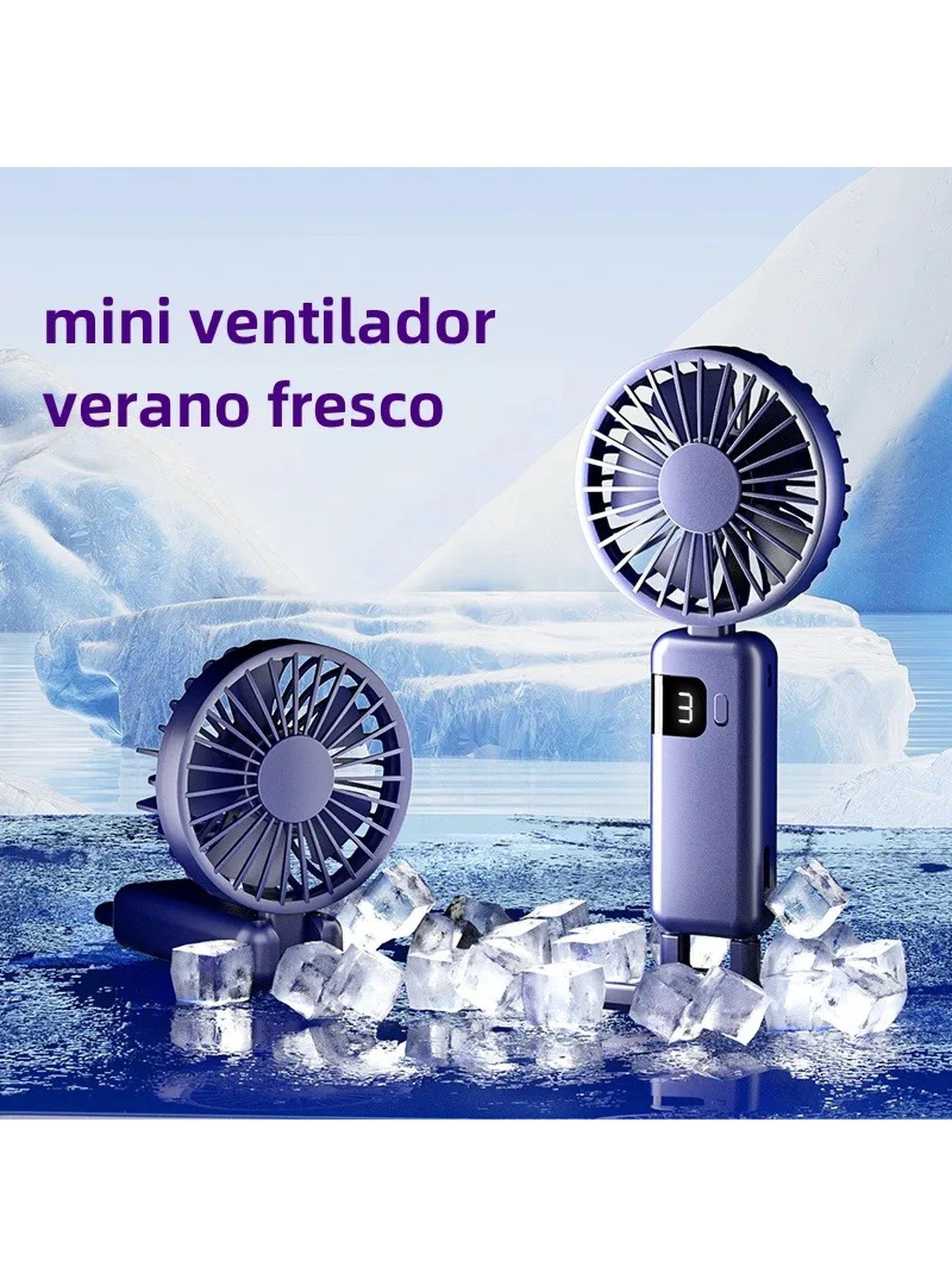 Ventilador Mini Portátil Recargable Pantalla LED Verano-1