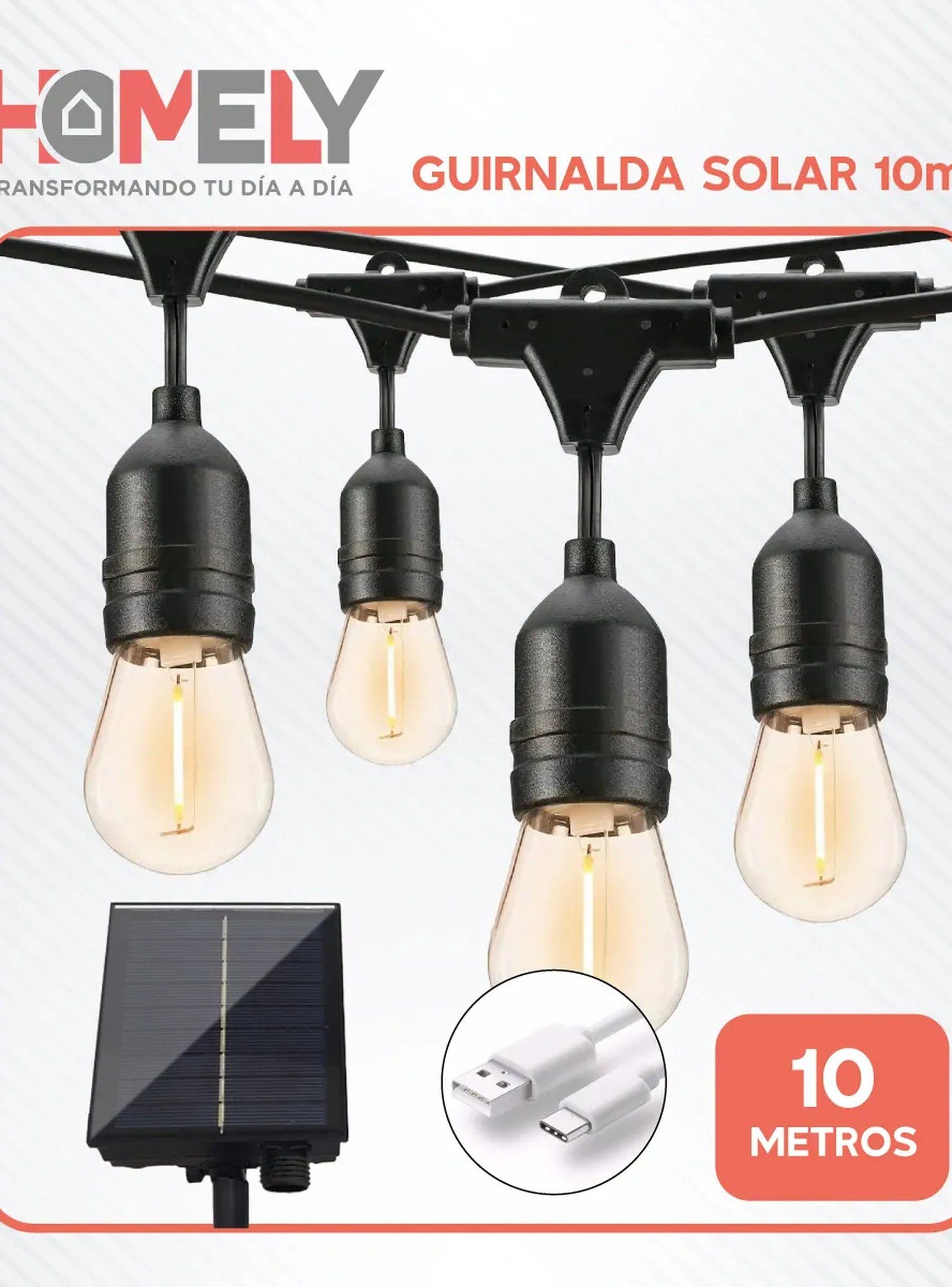 Luces LED para Exteriores Solares Regulables USB Tipo C E27 Luz Cálida-6