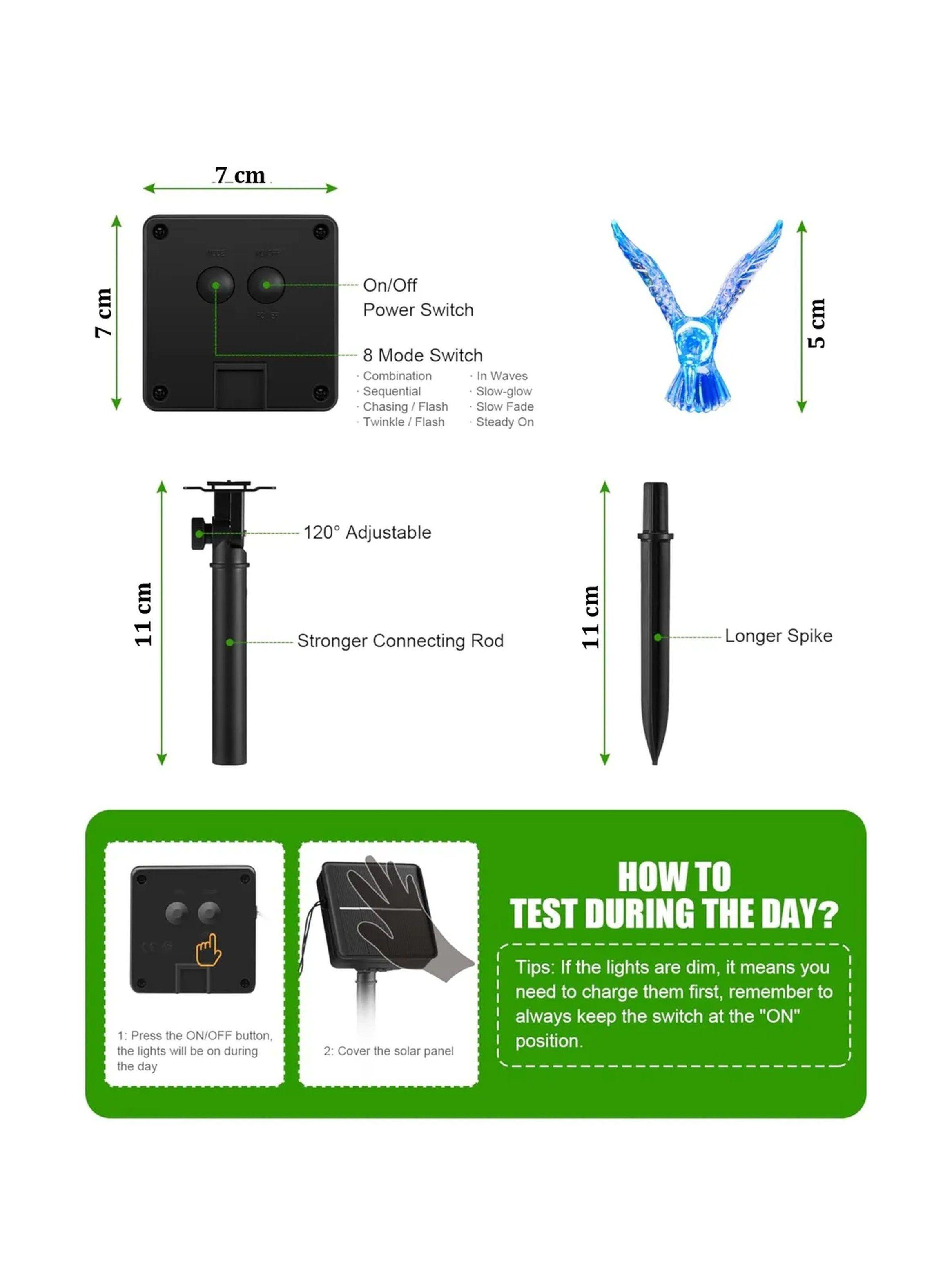 Cadena de Luces LED Solar Hummingbird Exterior Impermeable -4