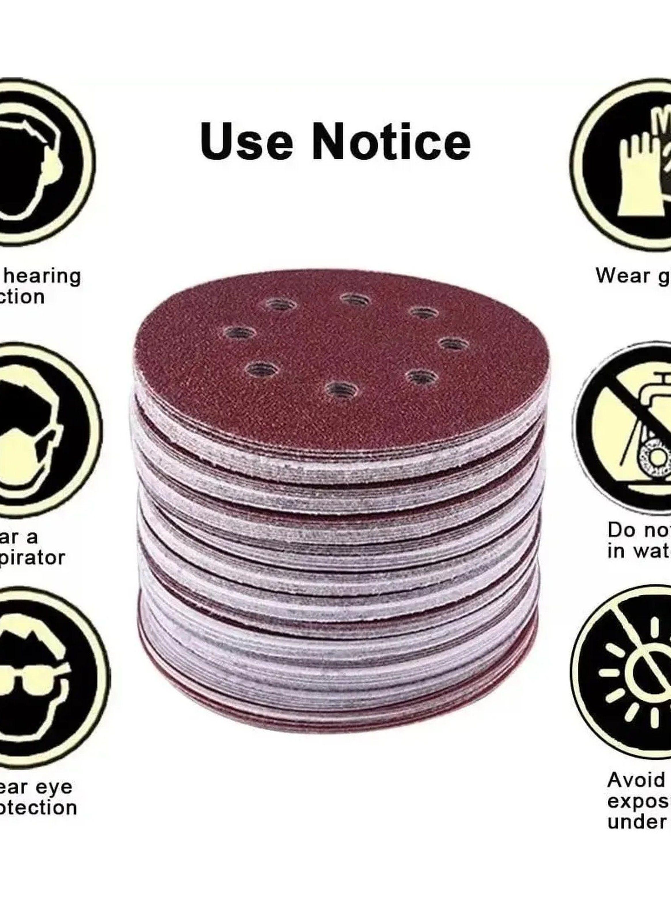 Discos de Lija Abrasivos 6 Agujeros 125mm Papel 80 Grit-6