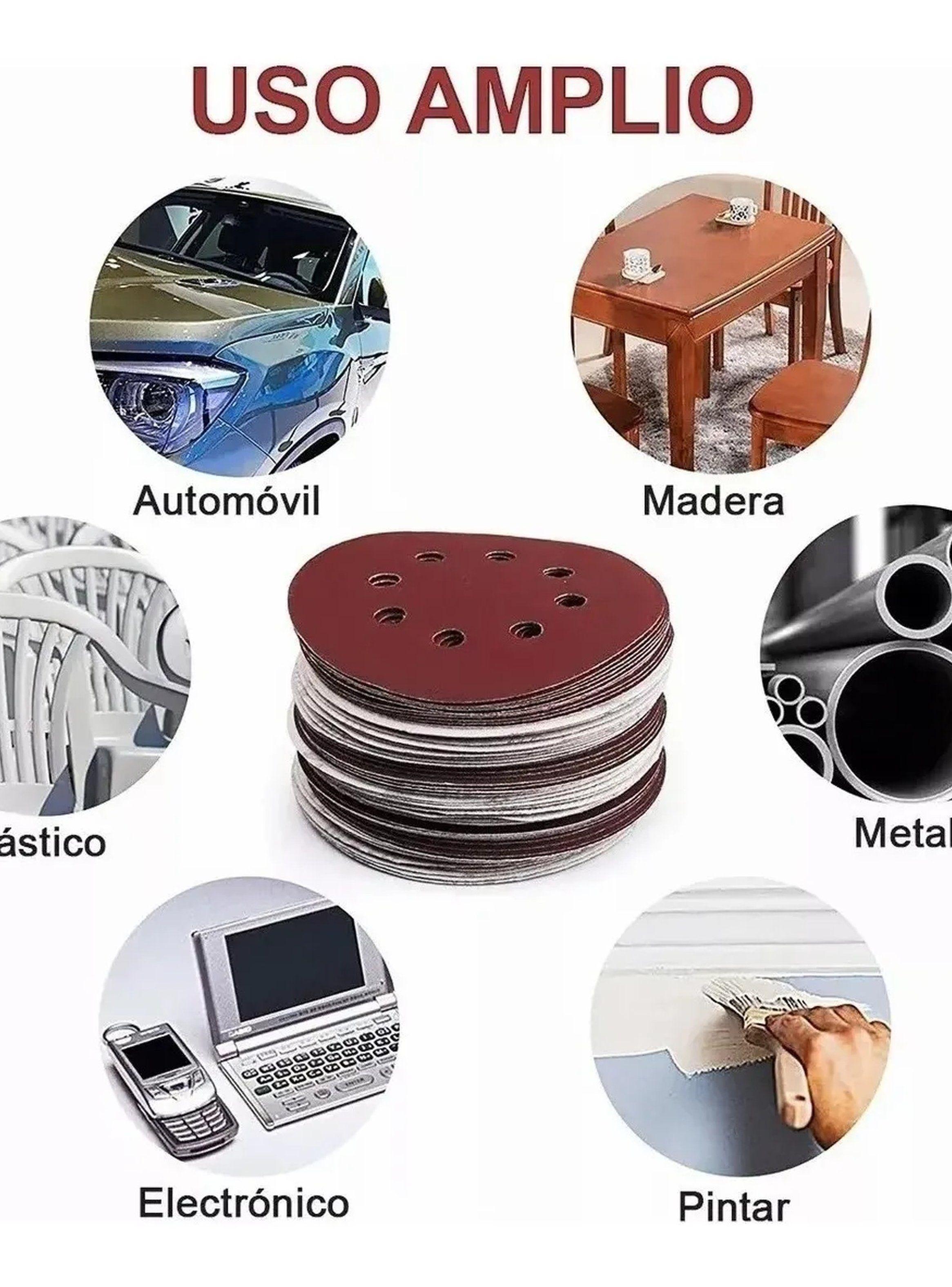 Discos de Lija Abrasivos 6 Agujeros 125mm Papel 80 Grit-9