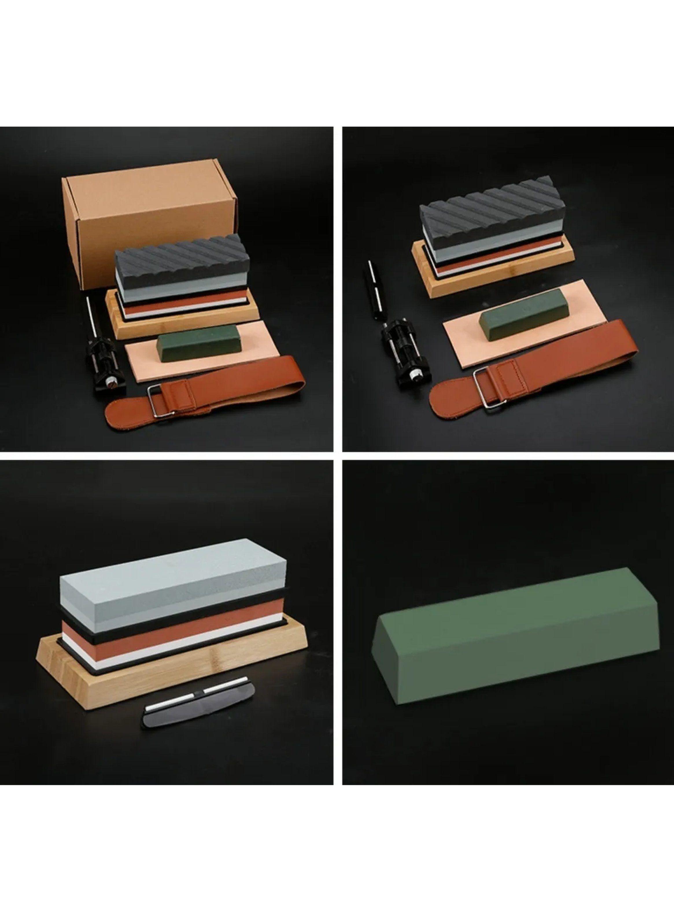 Juego de Piedras de Afilar Cuchillos 400/1000/3000/8000 con Base de Madera y Accesorios-5