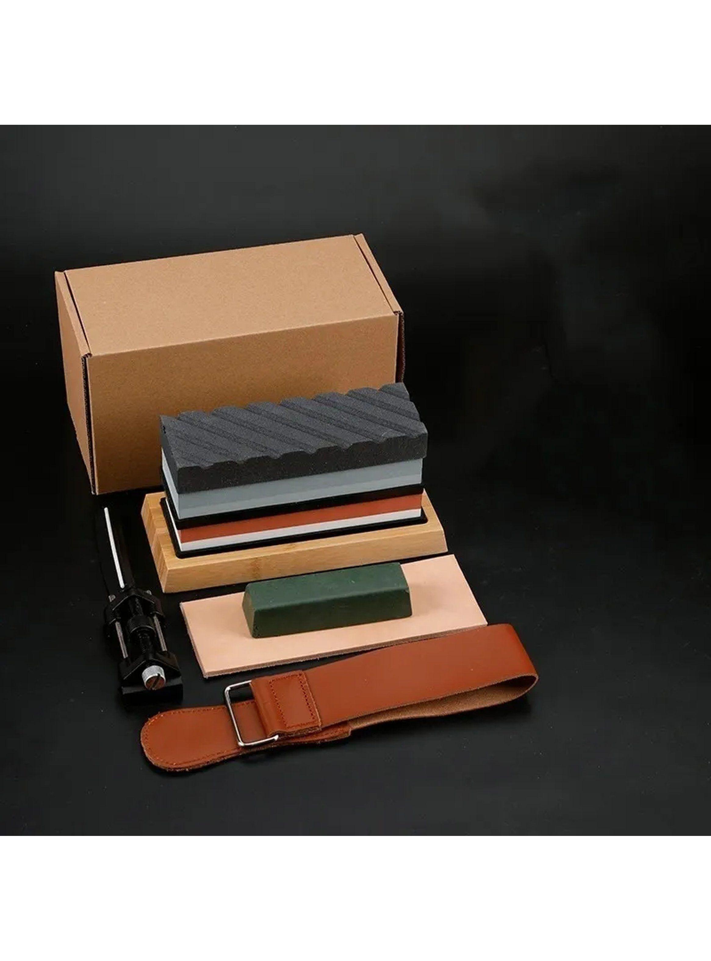 Juego de Piedras de Afilar Cuchillos 400/1000/3000/8000 con Base de Madera y Accesorios-6