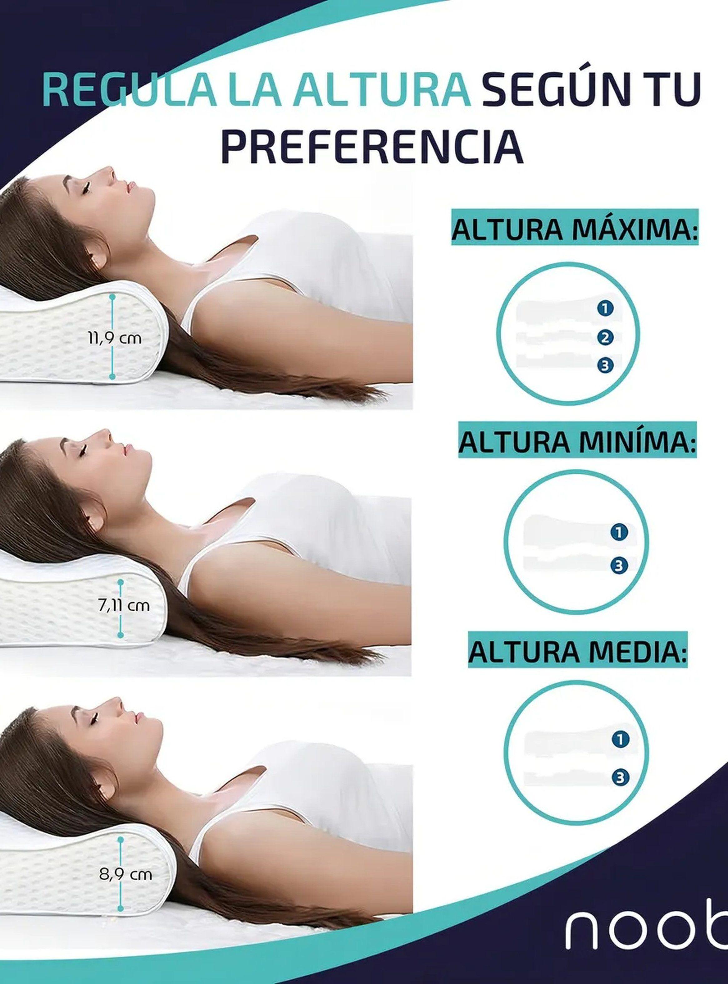 Almohada de Espuma Viscoelástica Regulable Altura Ajustable Blanca-2