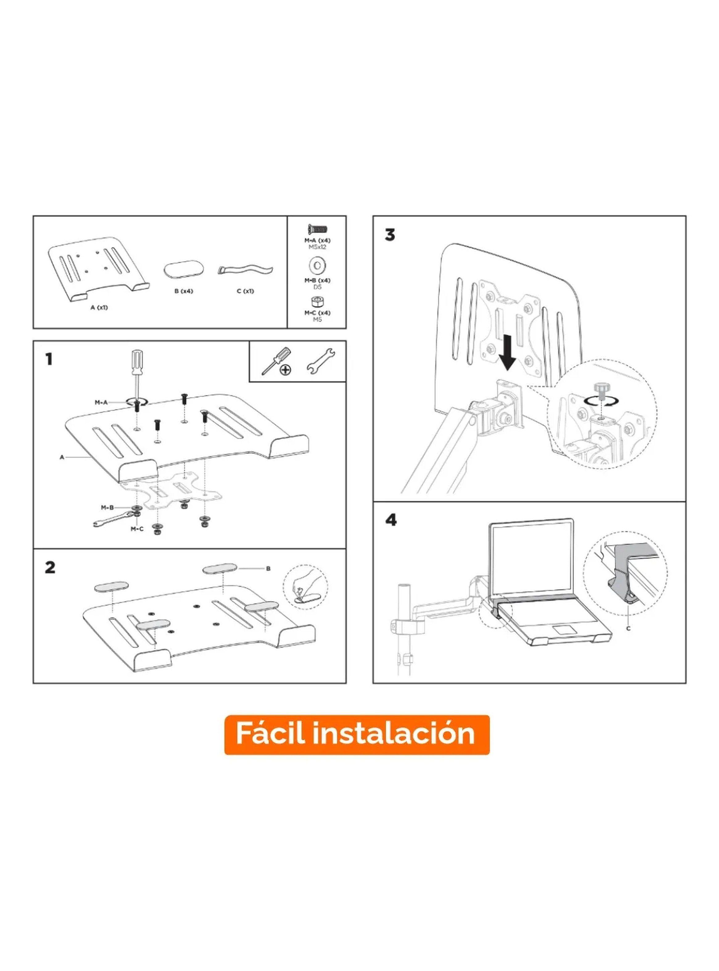 Bandeja Para Soporte VESA Universal Ajustable Negro-4