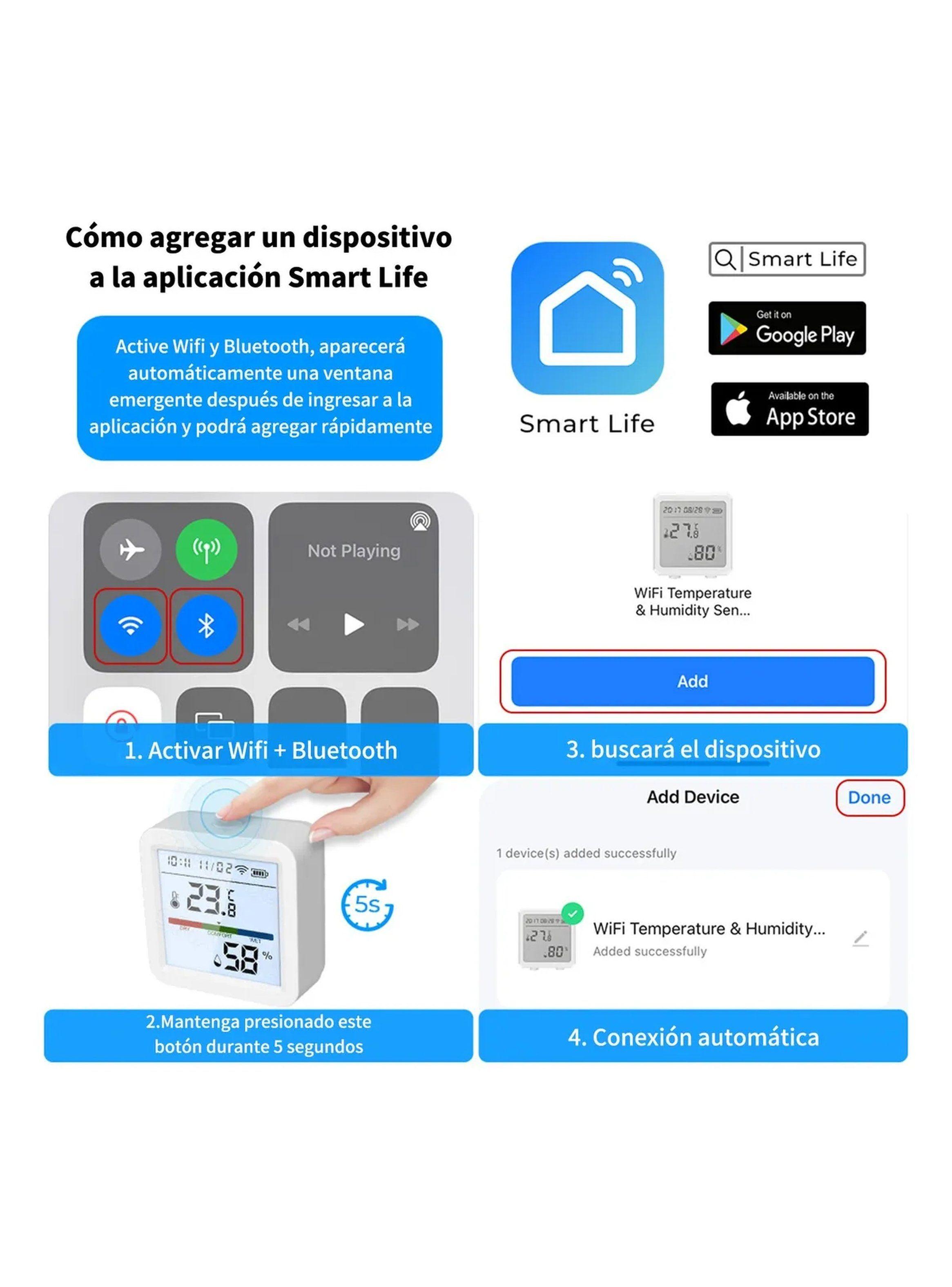Termómetro e Higrómetro Digital WiFi Blanco Para Interiores-1