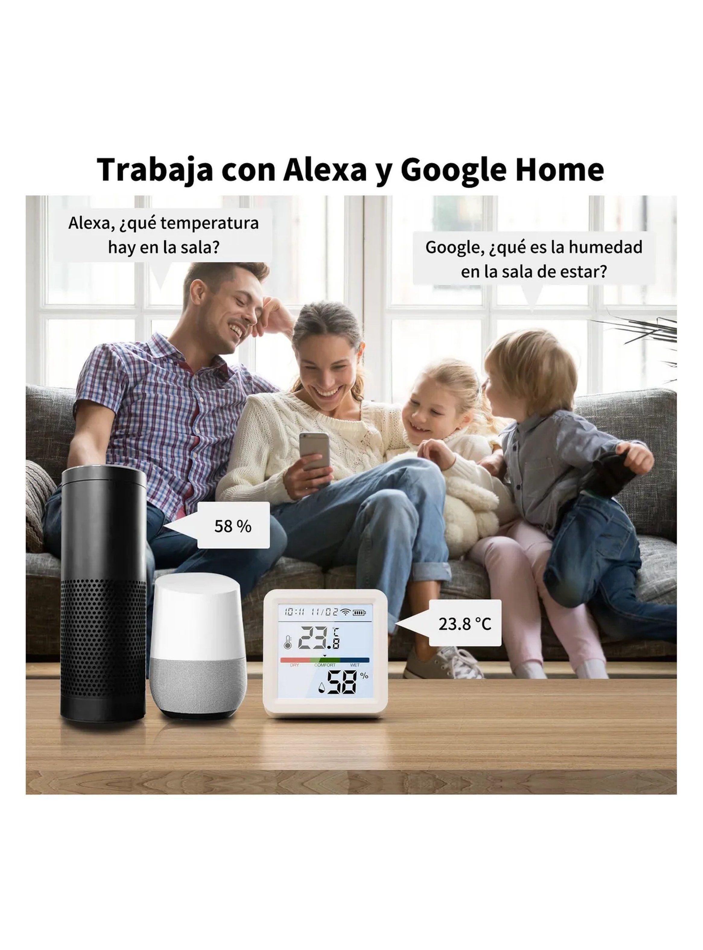 Termómetro e Higrómetro Digital WiFi Blanco Para Interiores-4