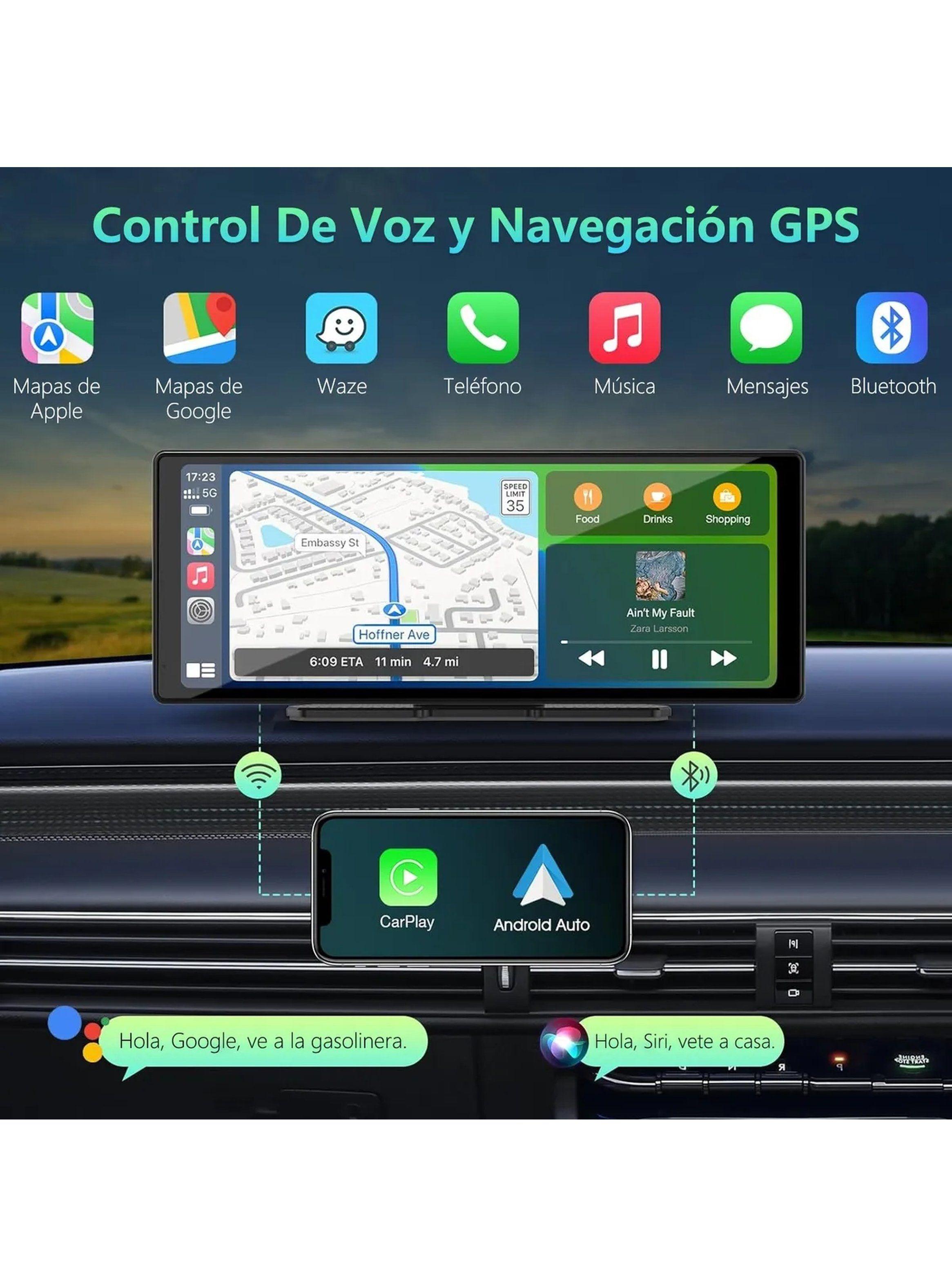 Pantalla GPS para Auto CarPlay y Android Auto 10” Control de Voz-2