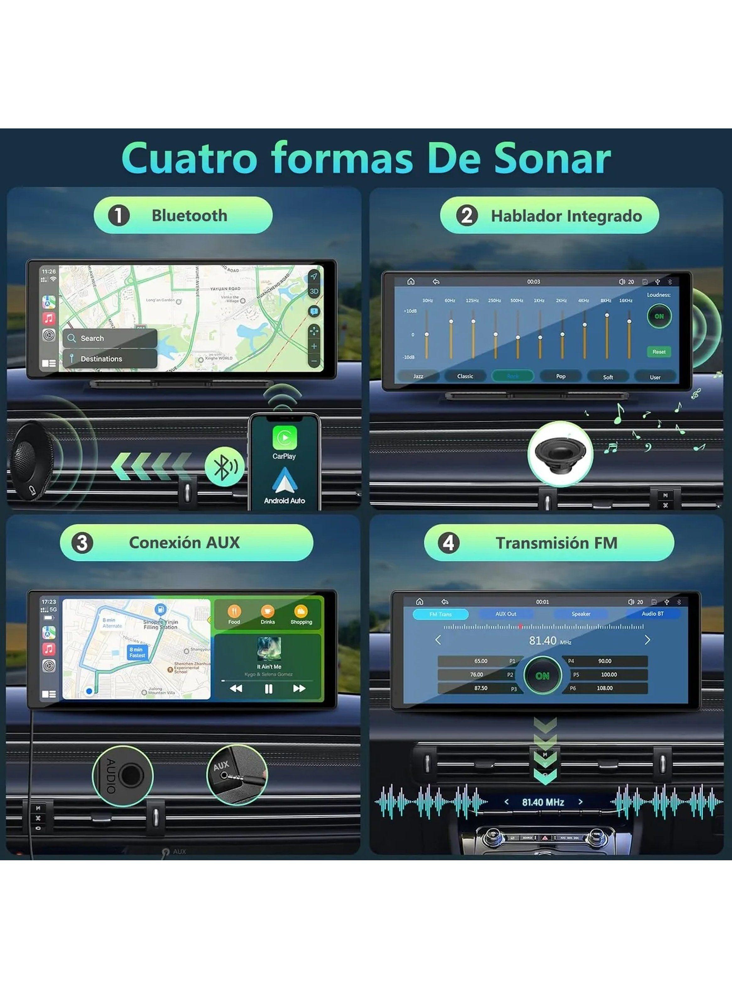 Pantalla GPS para Auto CarPlay y Android Auto 10” Control de Voz-4