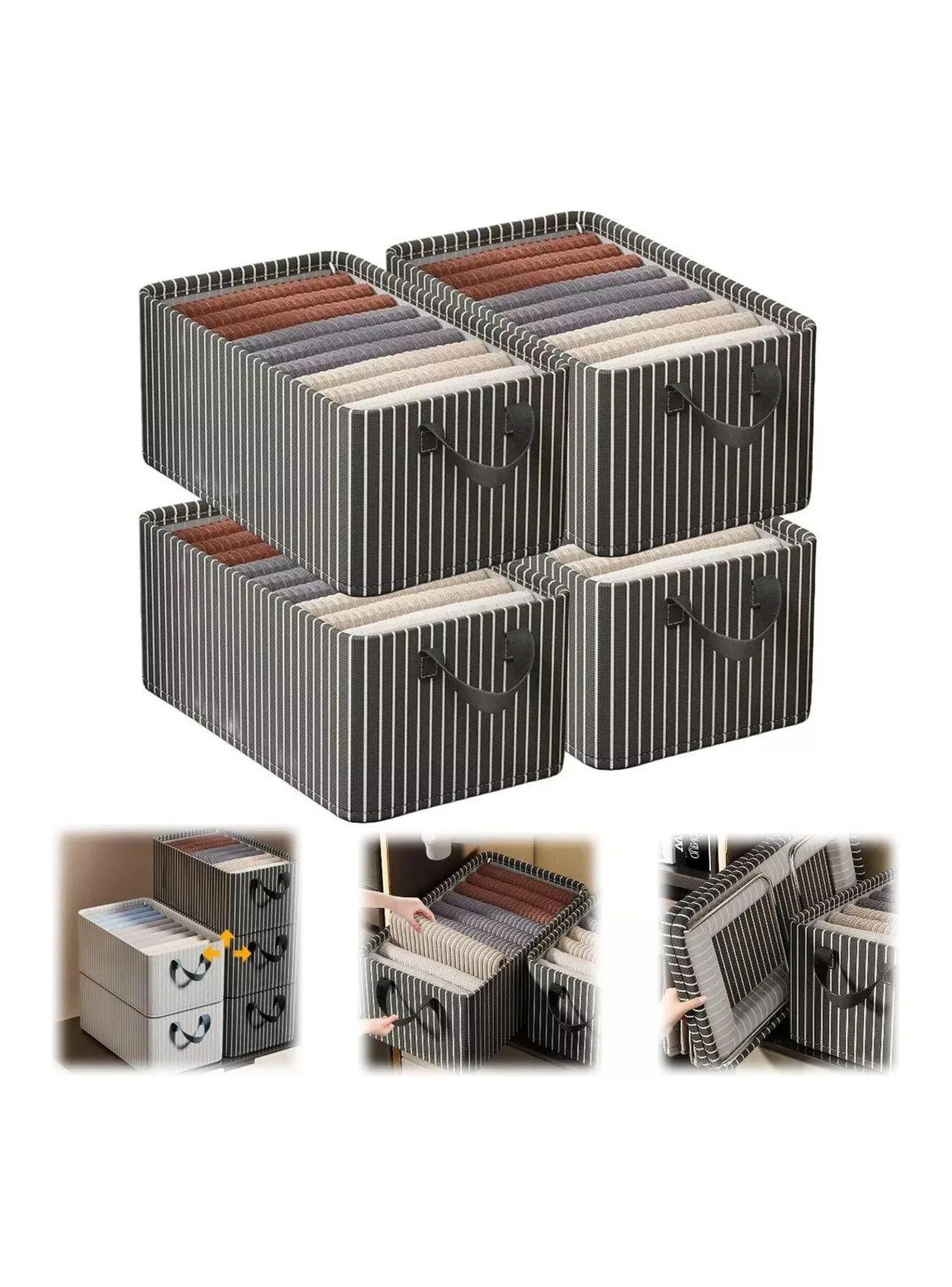 Caja Organizadora Plegable Tela Rayada 50x30 cm-0