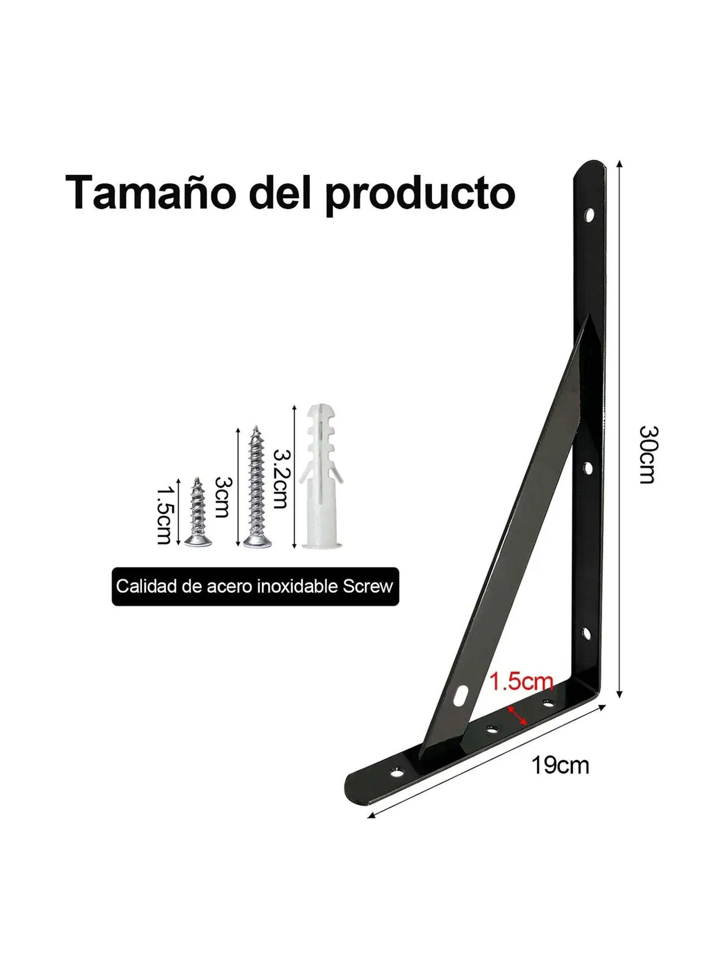 Soporte de Estantería Metálico Acero Inoxidable Negro 30cm 90°-1