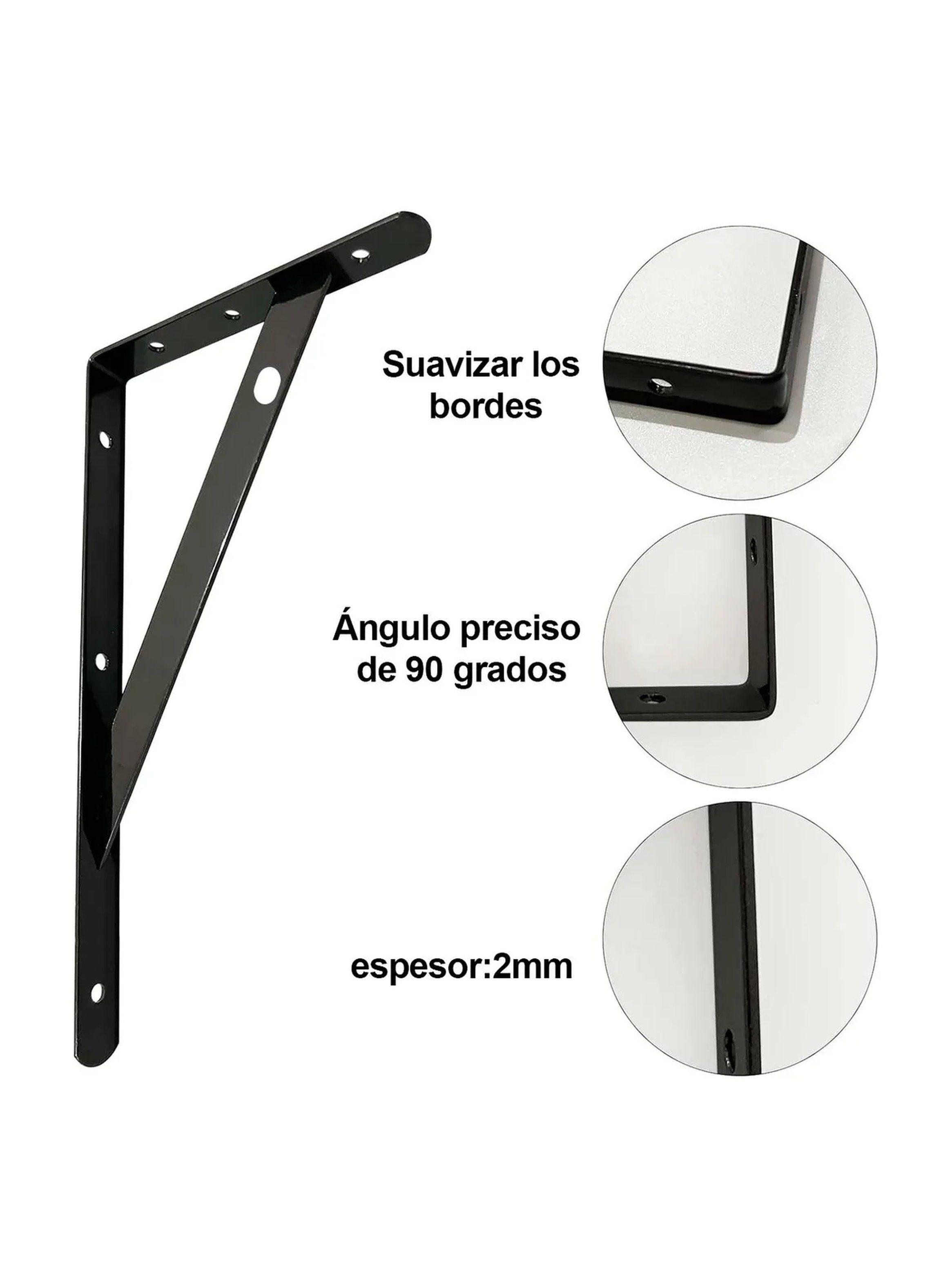 Soporte de Estantería Metálico Acero Inoxidable Negro 30cm 90°-2
