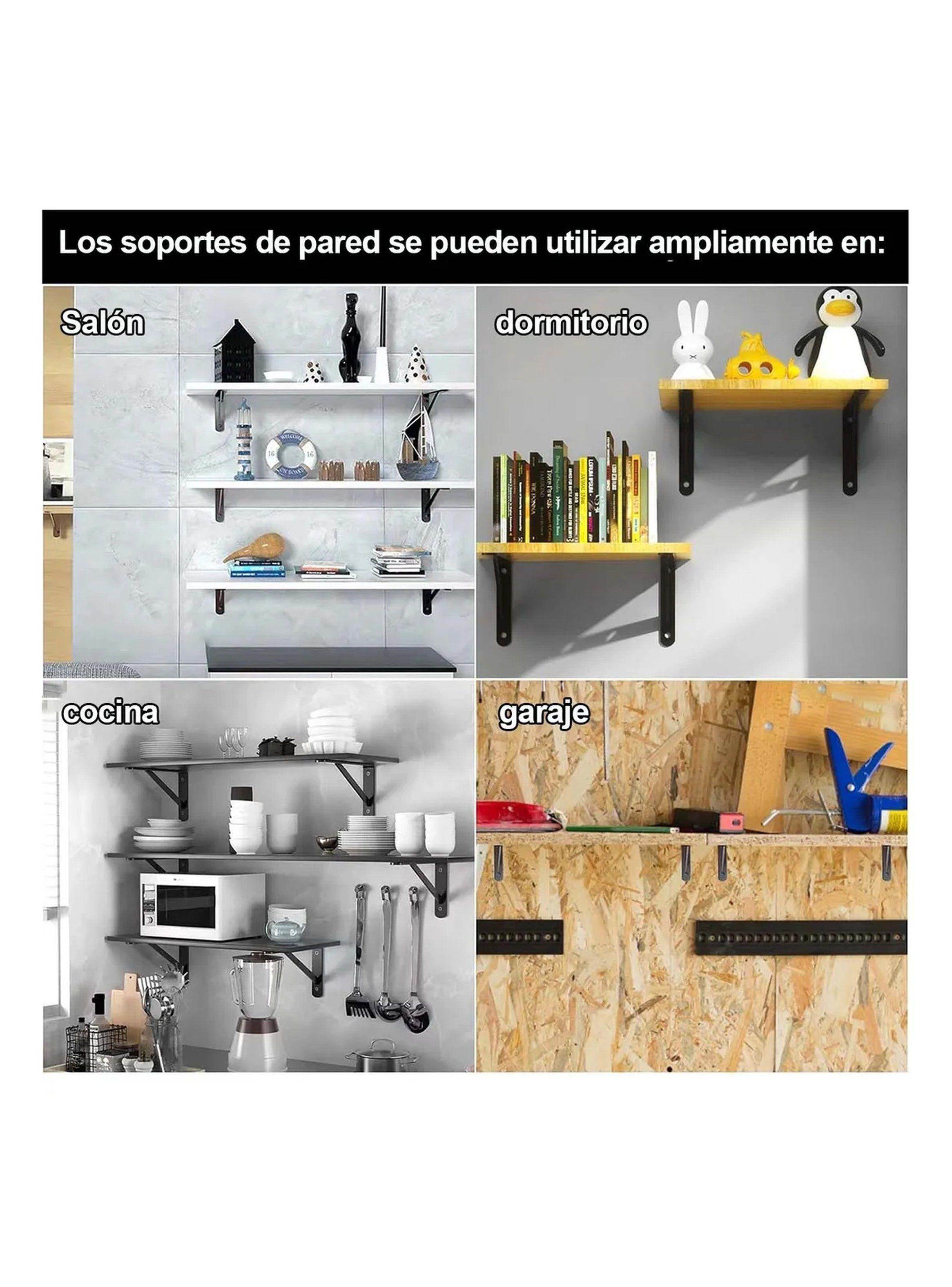 Soporte de Estantería Metálico Acero Inoxidable Negro 30cm 90°-6