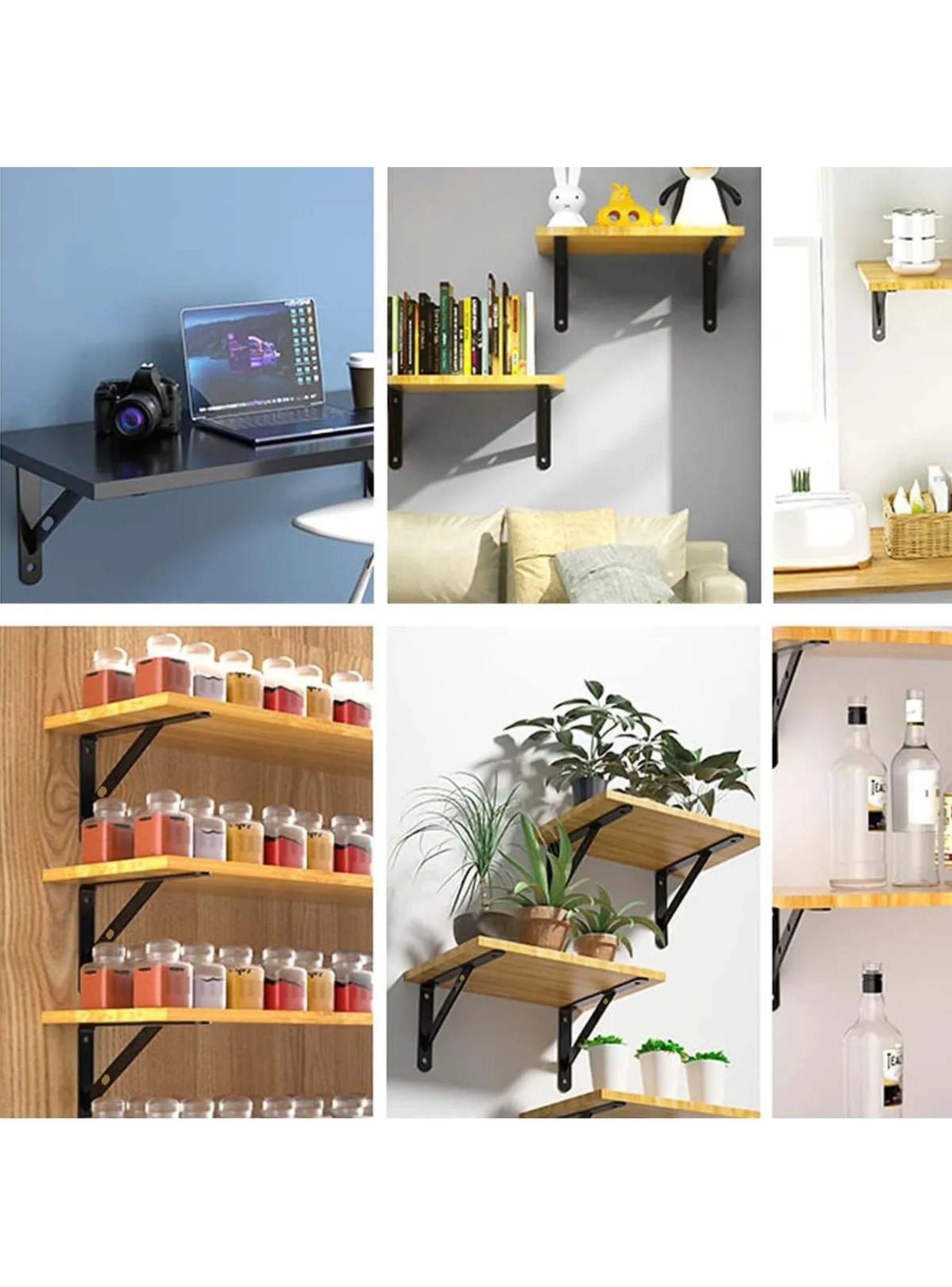 Soporte de Estantería Metálico Acero Inoxidable Negro 30cm 90°-7