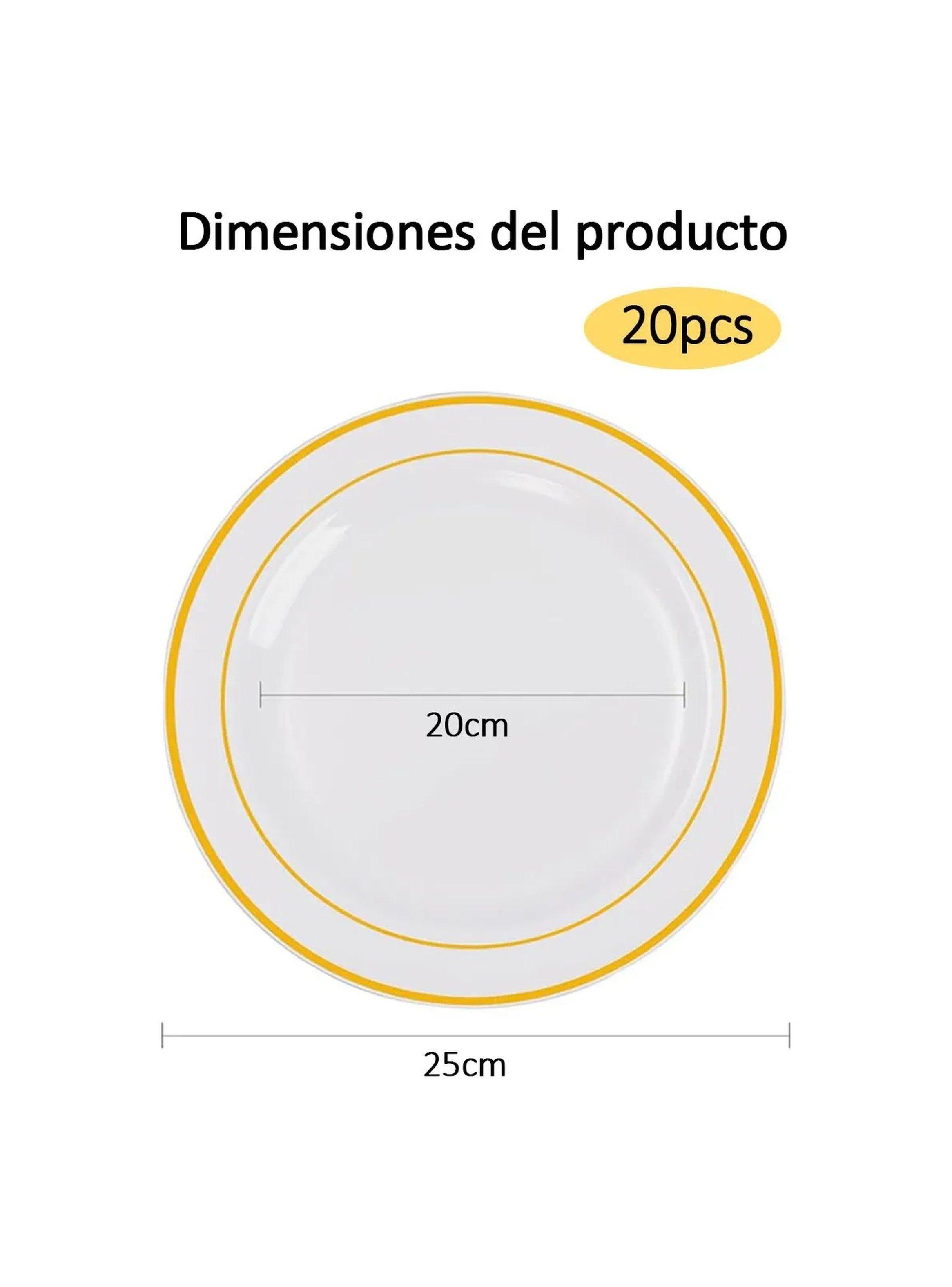 Platos Desechables de Plástico Elegantes 25cm 20 Piezas-1