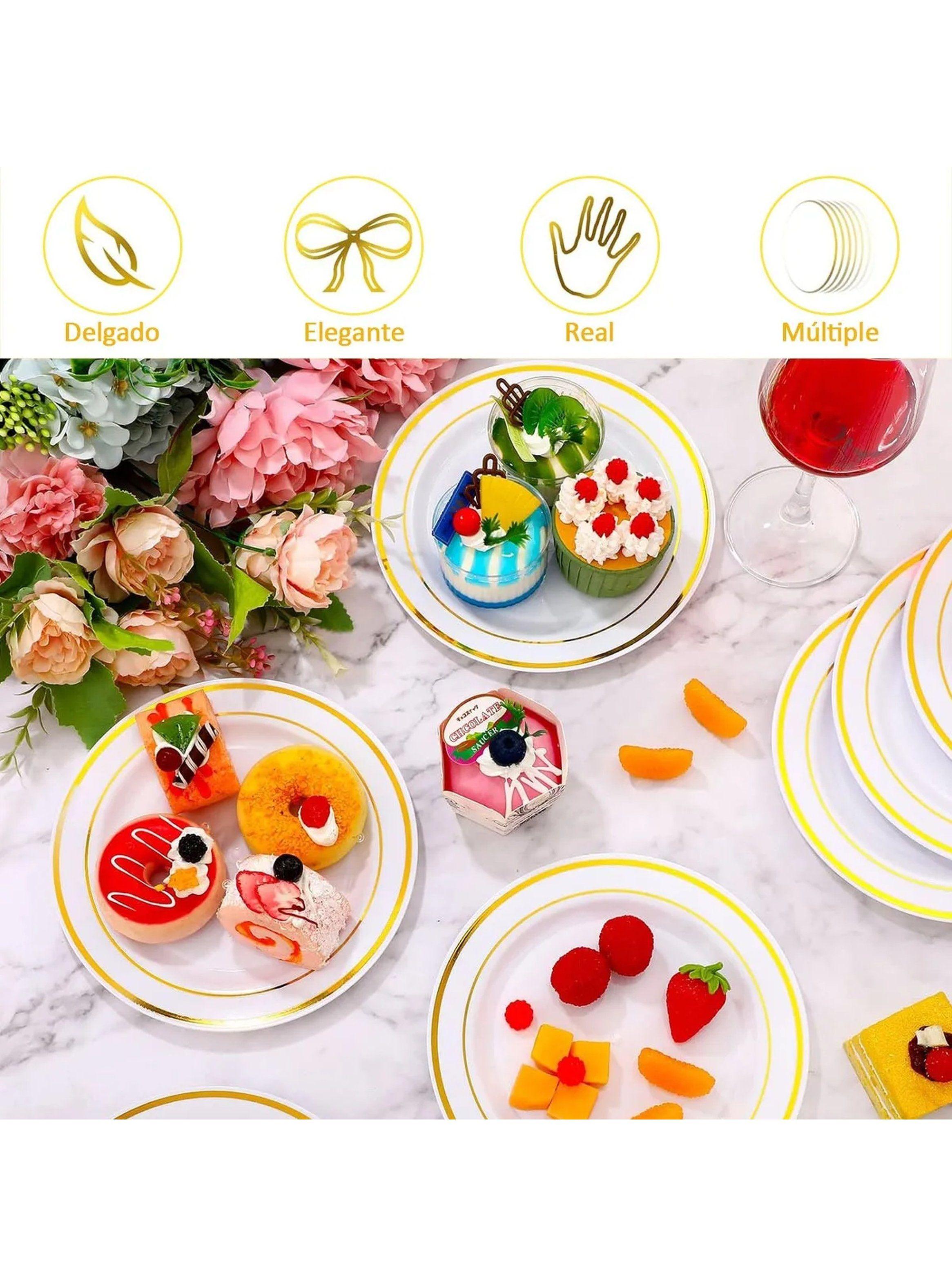 Platos Desechables de Plástico Elegantes 25cm 20 Piezas-2