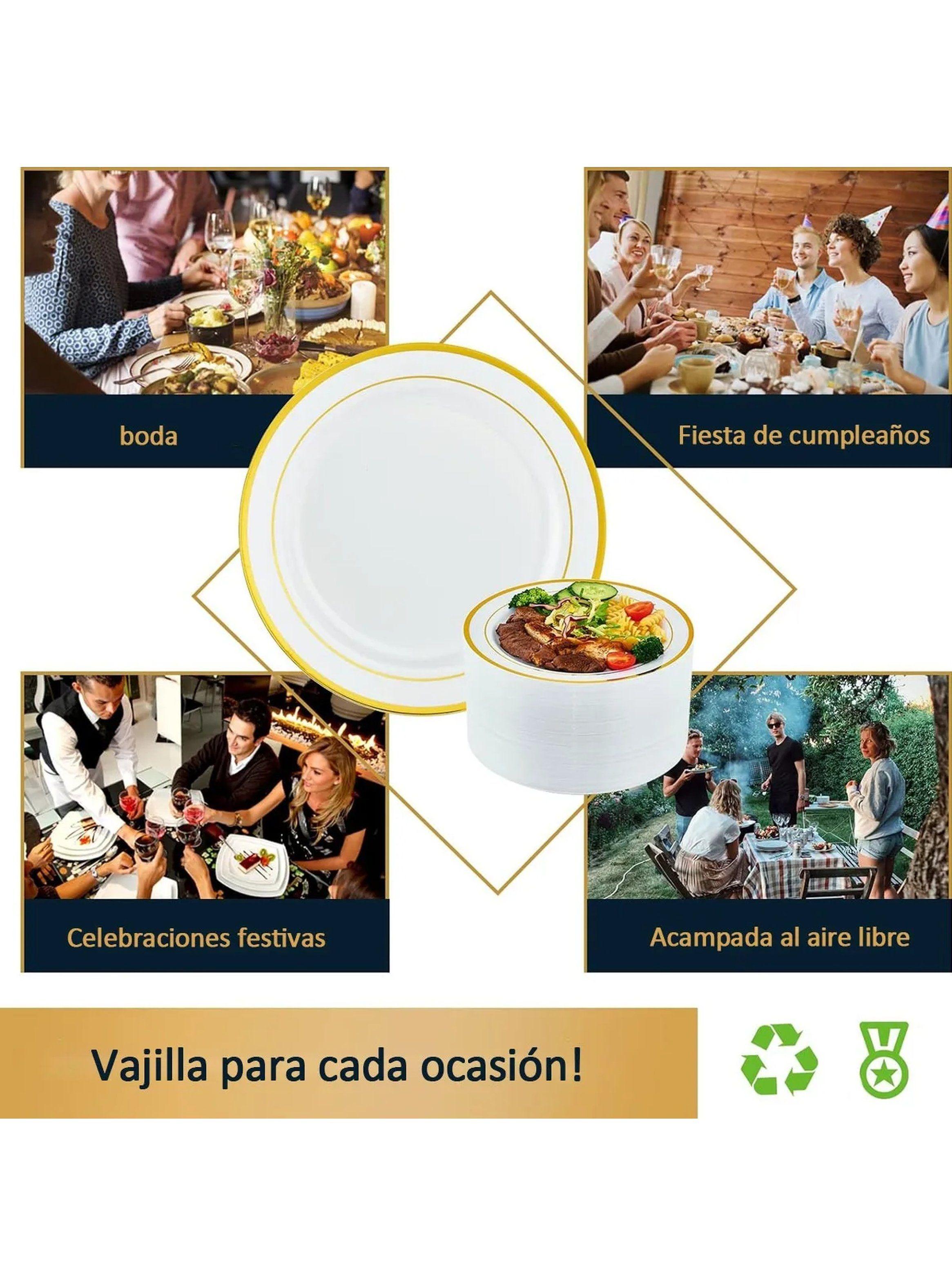 Platos Desechables de Plástico Elegantes 25cm 20 Piezas-4