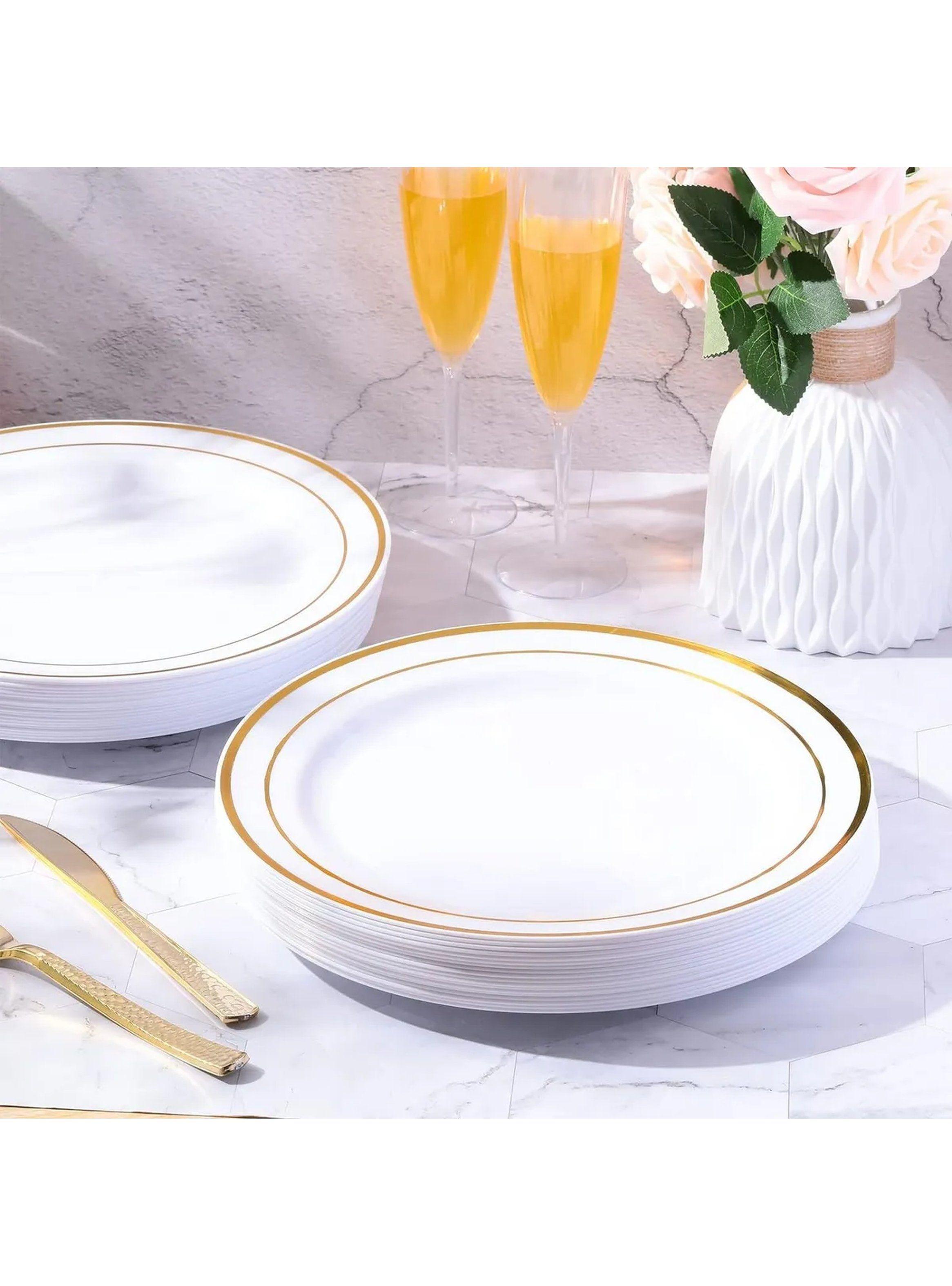 Platos Desechables de Plástico Elegantes 25cm 20 Piezas-5