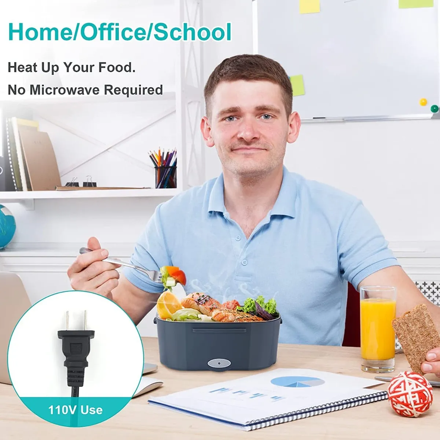 Lonchera Eléctrica 80W Acero Inoxidable 1.5L Compartimentos │ Coche y Hogar-6