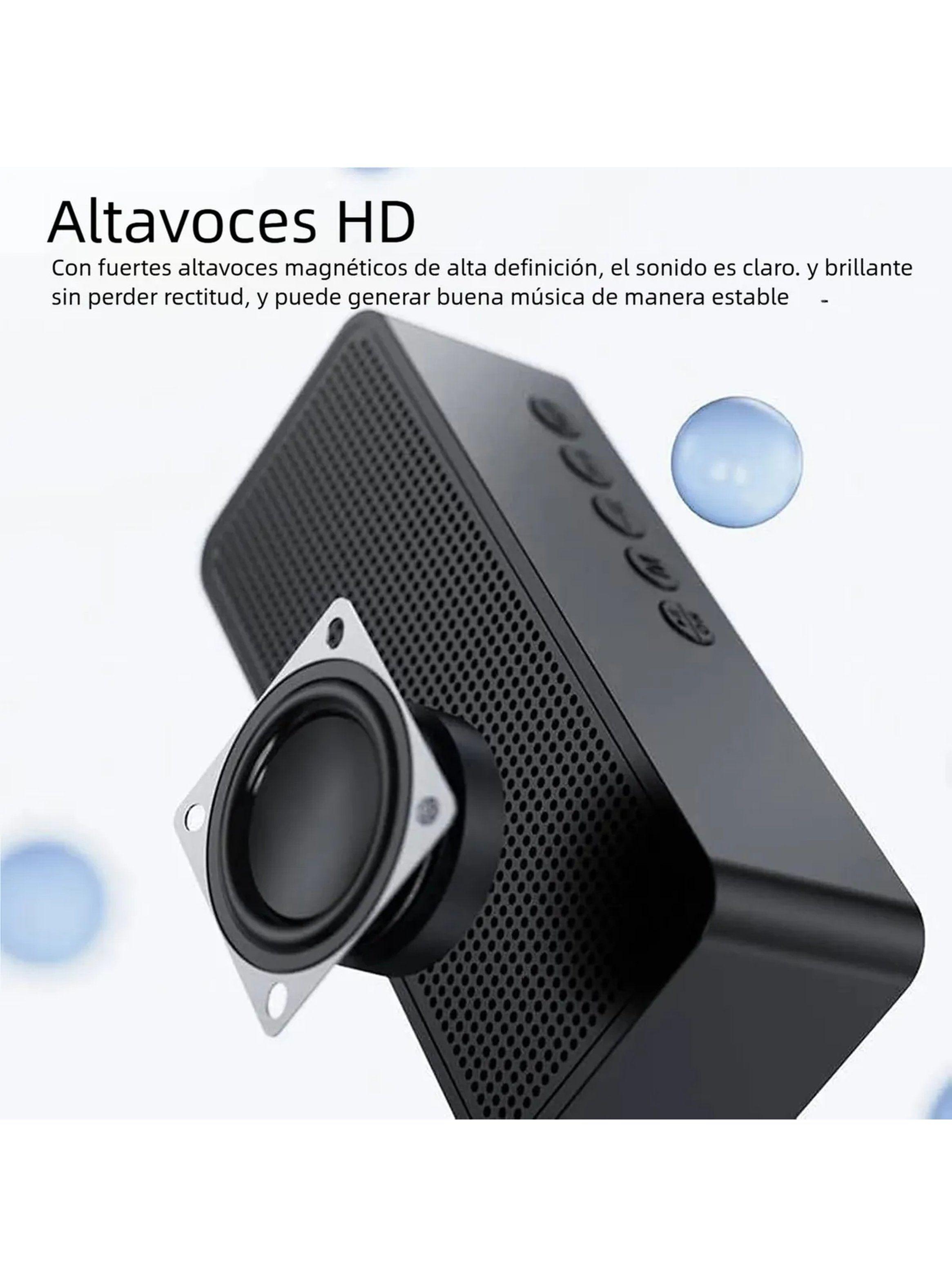 Reloj Despertador Digital Pantalla LED Espejo Altavoz BT Alarma Tarjeta TF-3