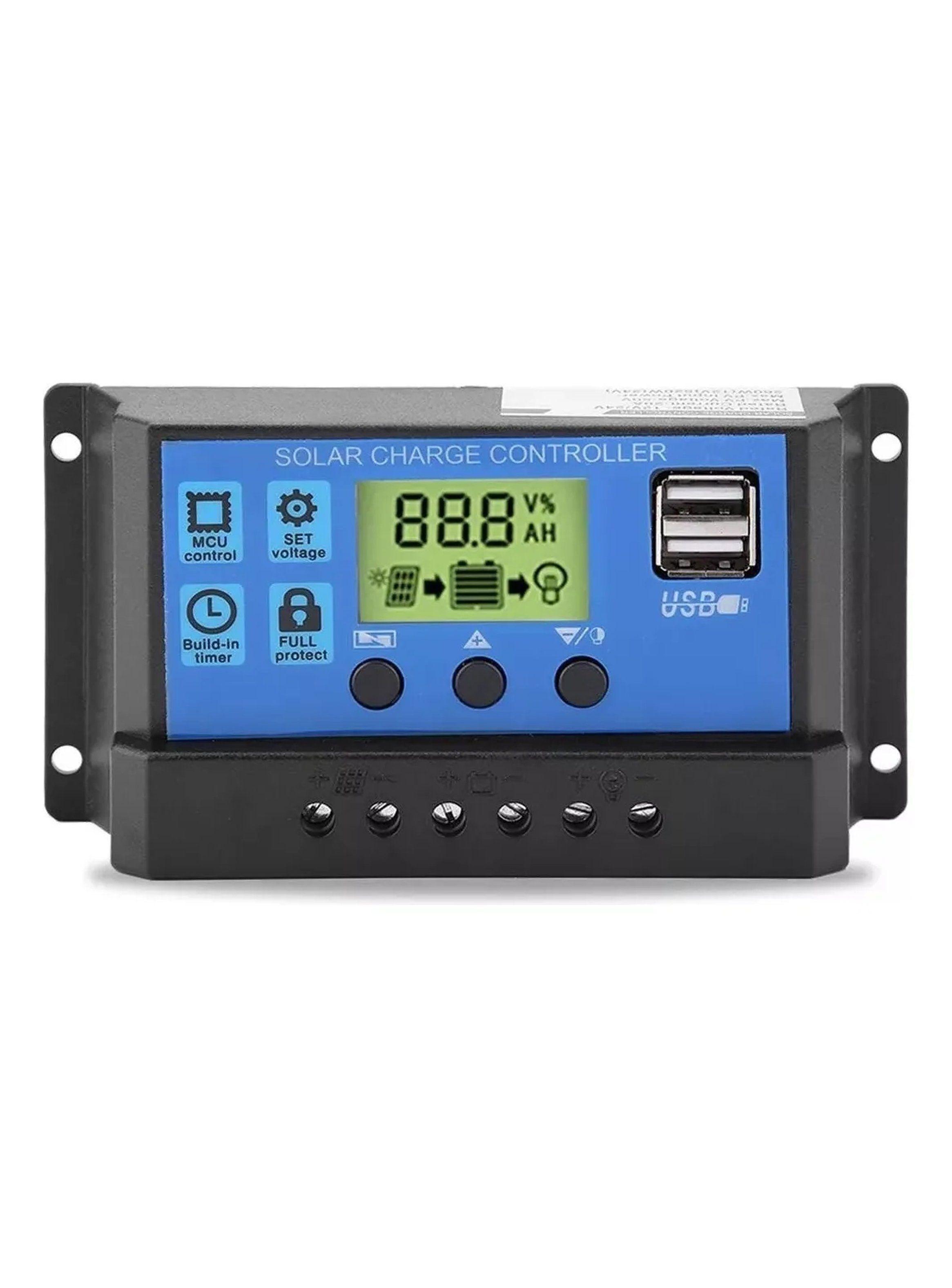 Controlador de Carga Solar LED USB Panel 12V/24V 30A-0