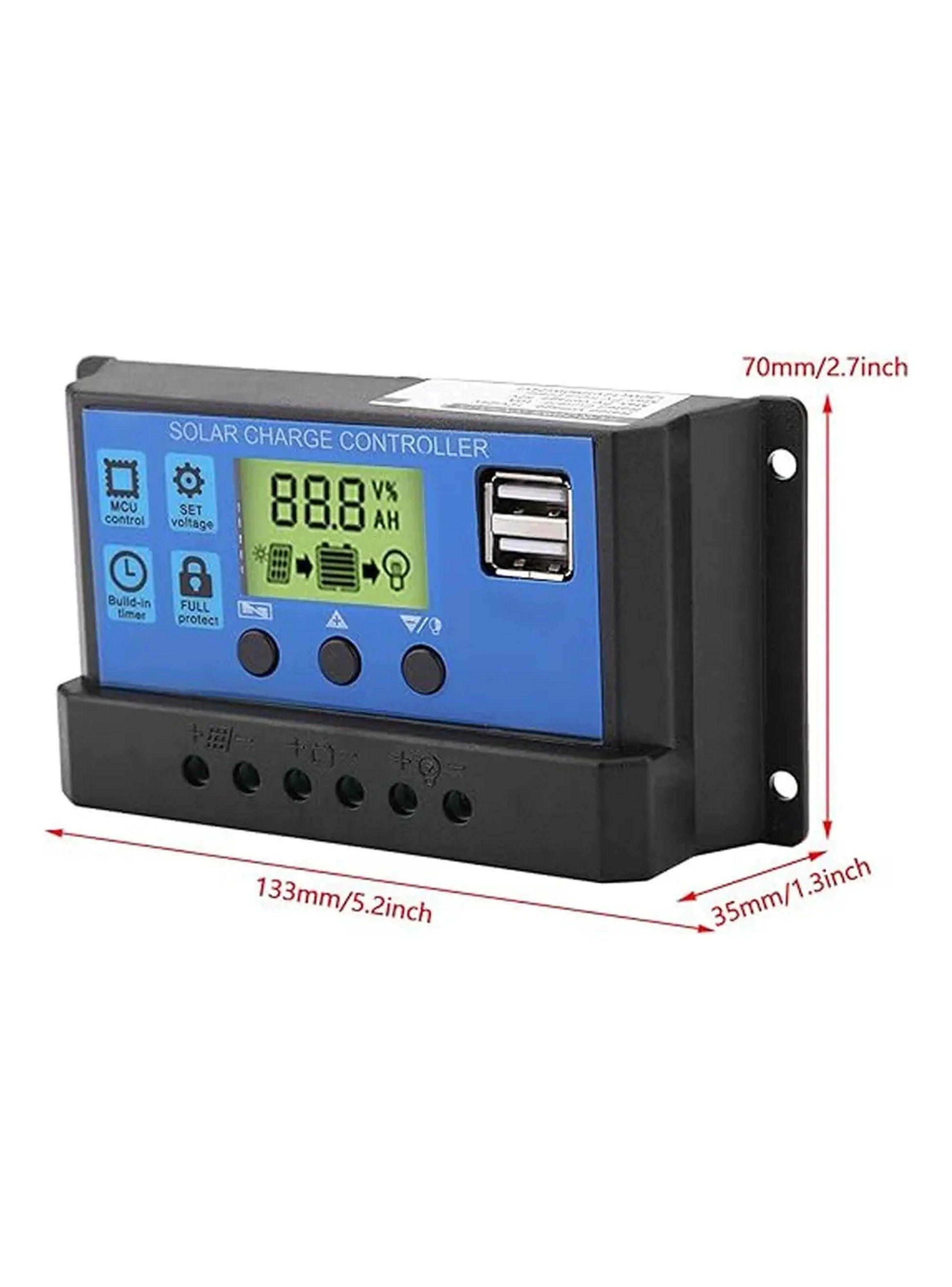 Controlador de Carga Solar LED USB Panel 12V/24V 30A-1