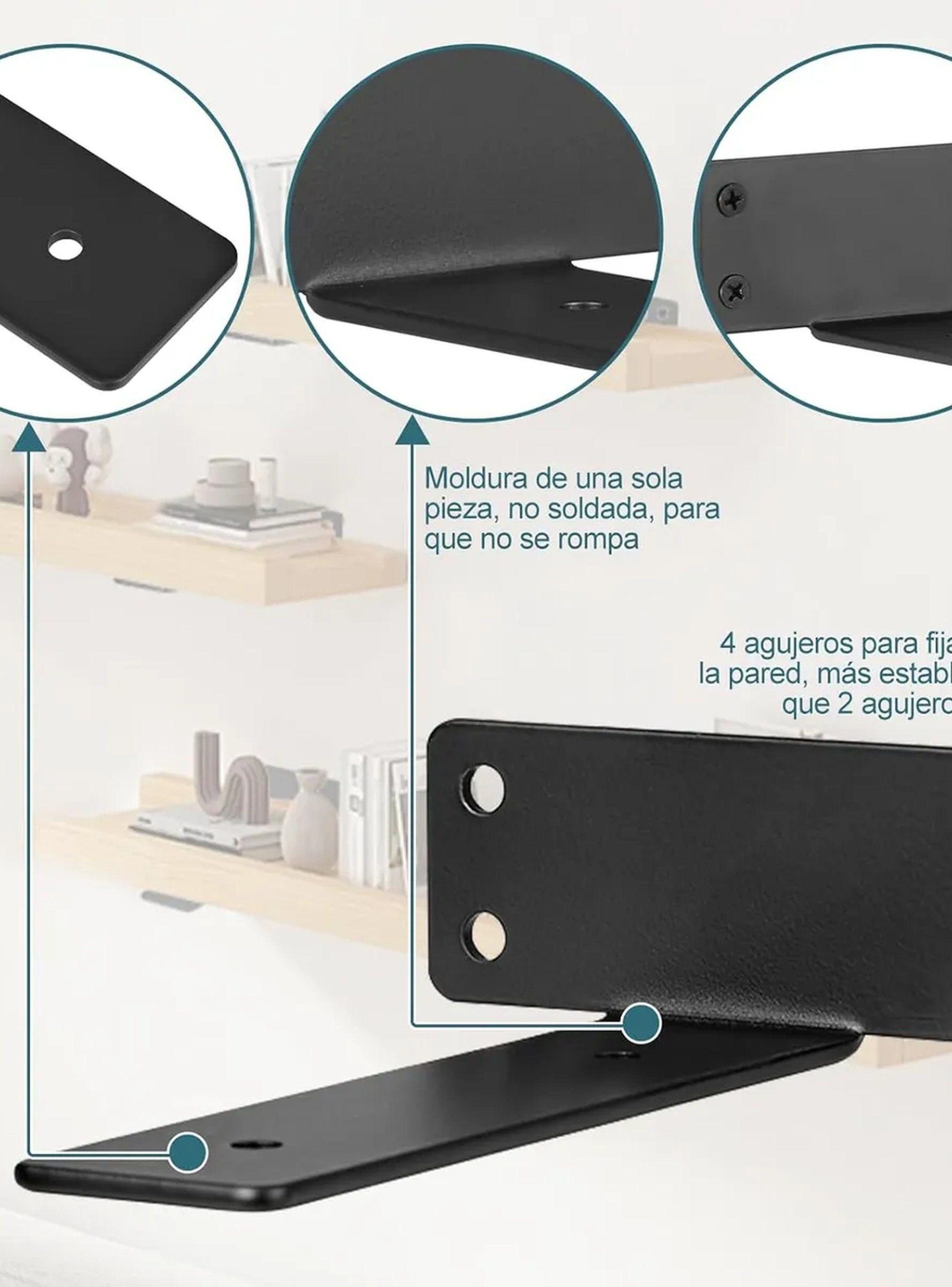 Soportes Para Estantes Flotantes Alta Resistencia Acero Negro 50 kg-3