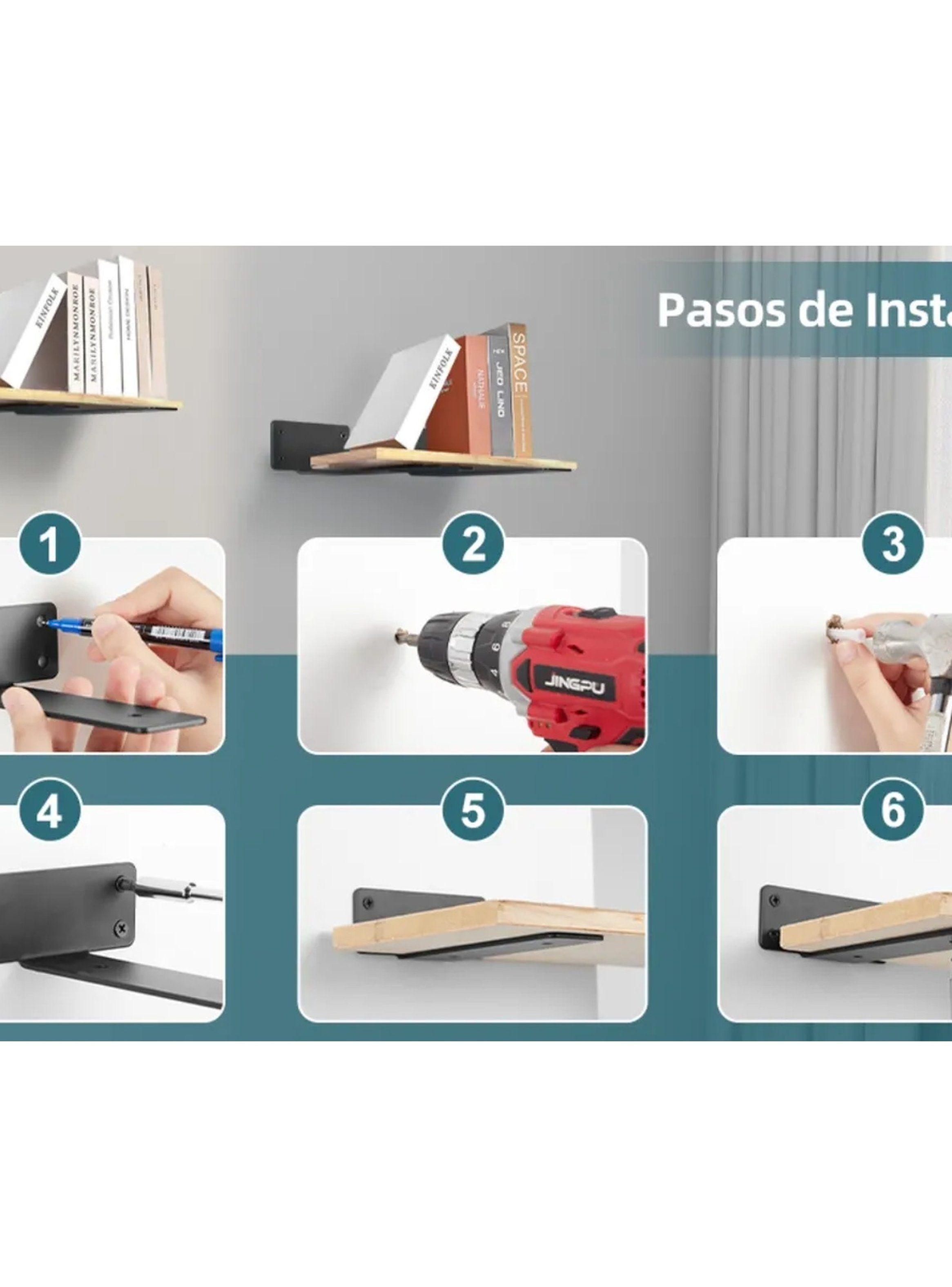 Soportes Para Estantes Flotantes Alta Resistencia Acero Negro 50 kg-7