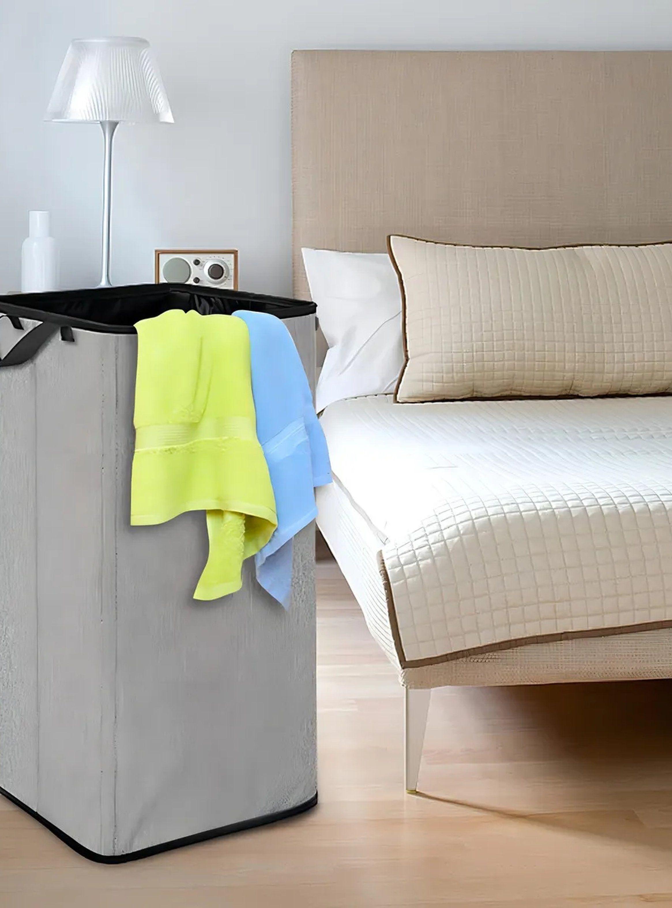 Canasta de Ropa 80LB Tela Gris Asas Resistentes Plegable-5