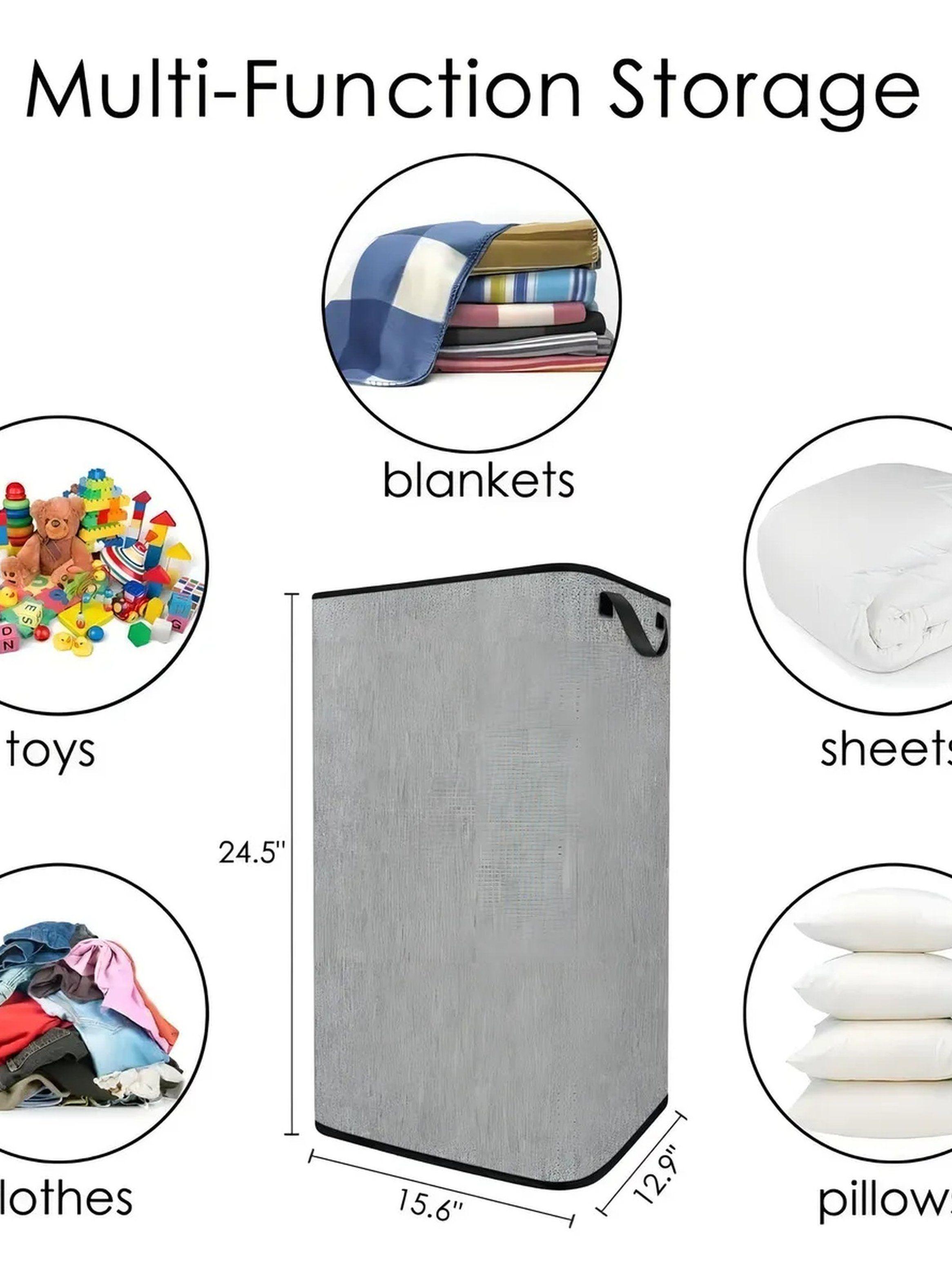 Canasta de Ropa 80LB Tela Gris Asas Resistentes Plegable-7