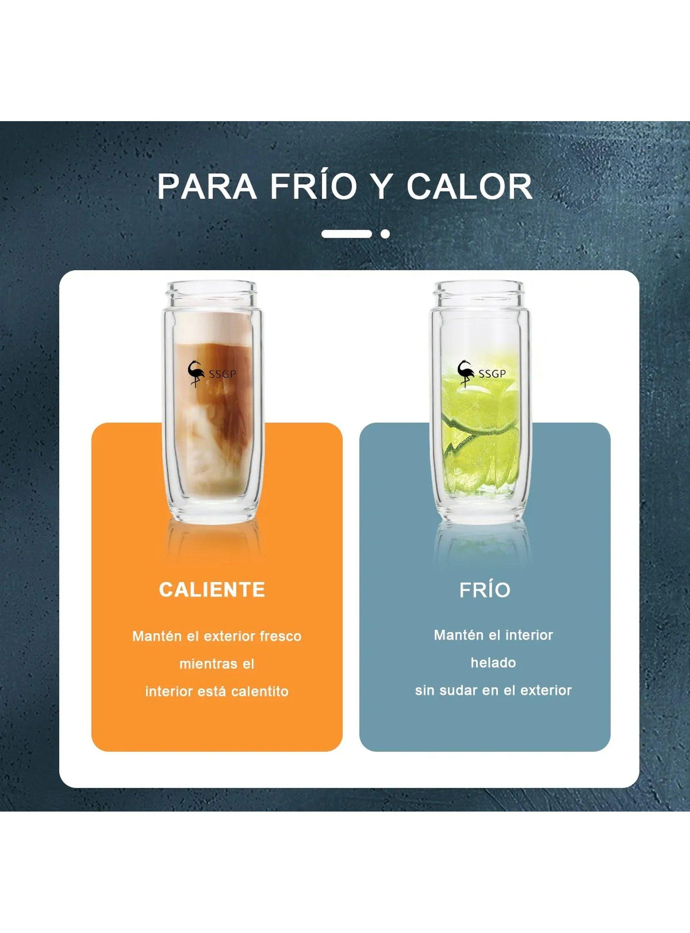 Botella Térmica de Vidrio Doble Pared con Filtro y Funda 380ml-6