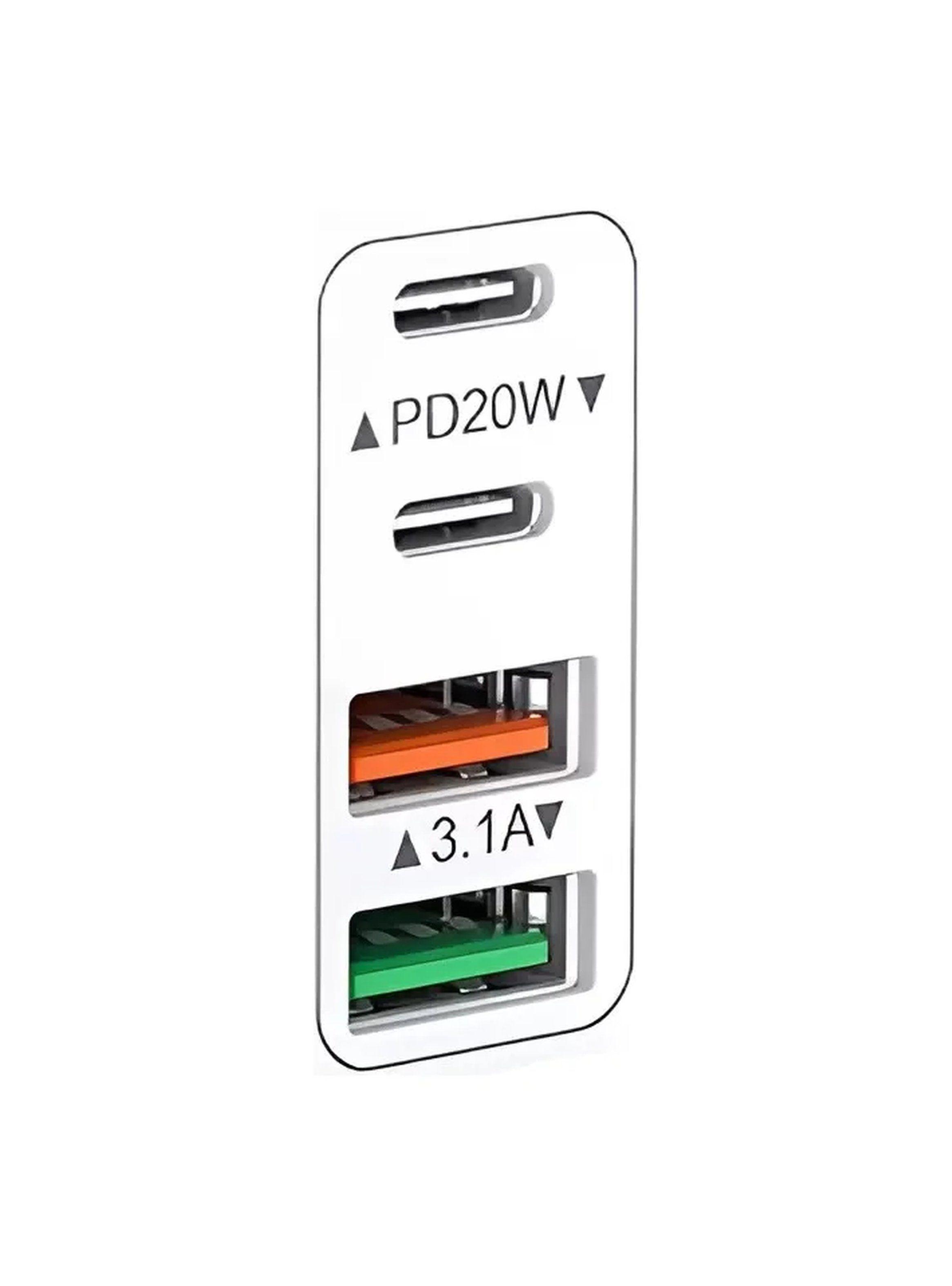 Cargador USB Múltiple PD 20W y 3.1A Blanco-2
