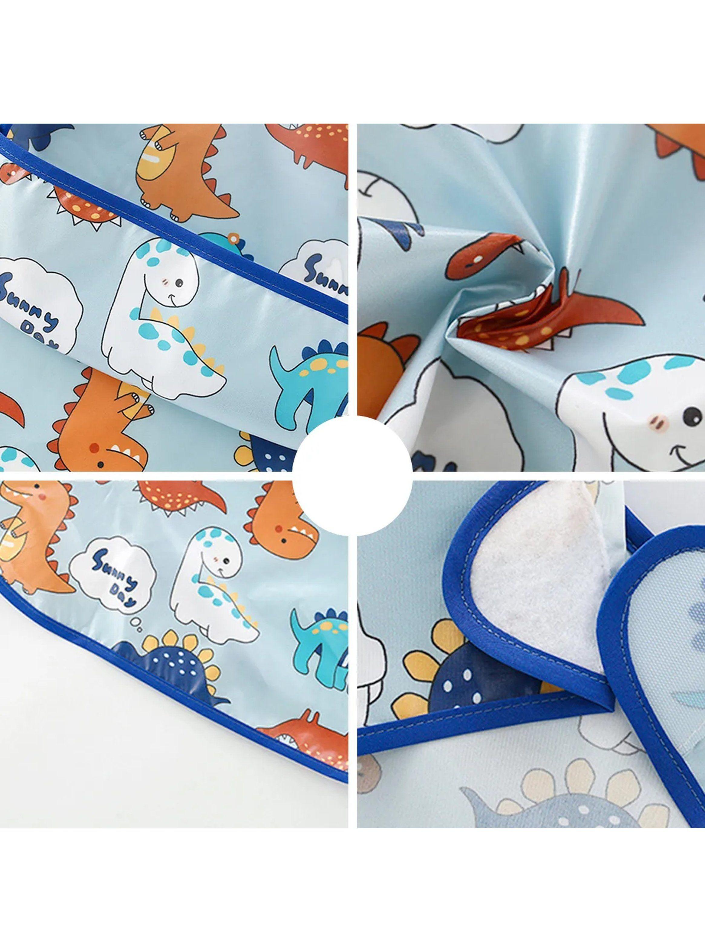 Babero Impermeable Infantil Manga Larga Dinosaurios Ajustable-3