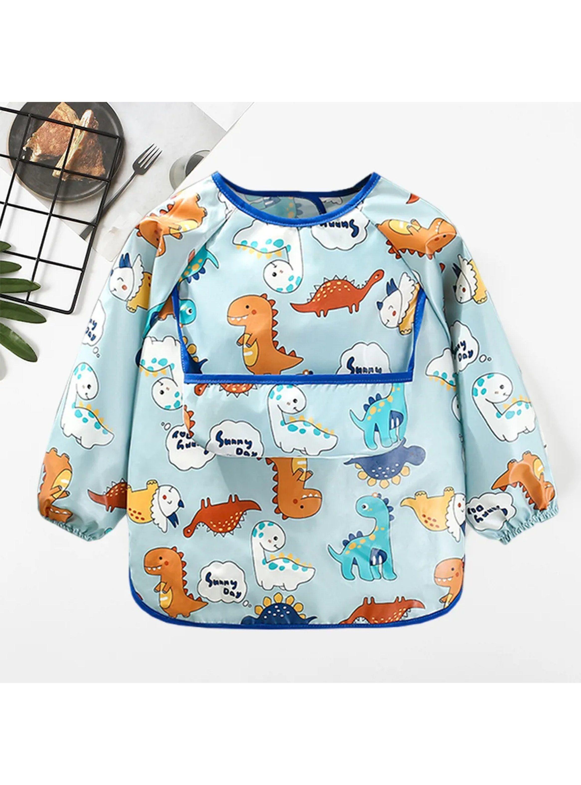 Babero Impermeable Infantil Manga Larga Dinosaurios Ajustable-7