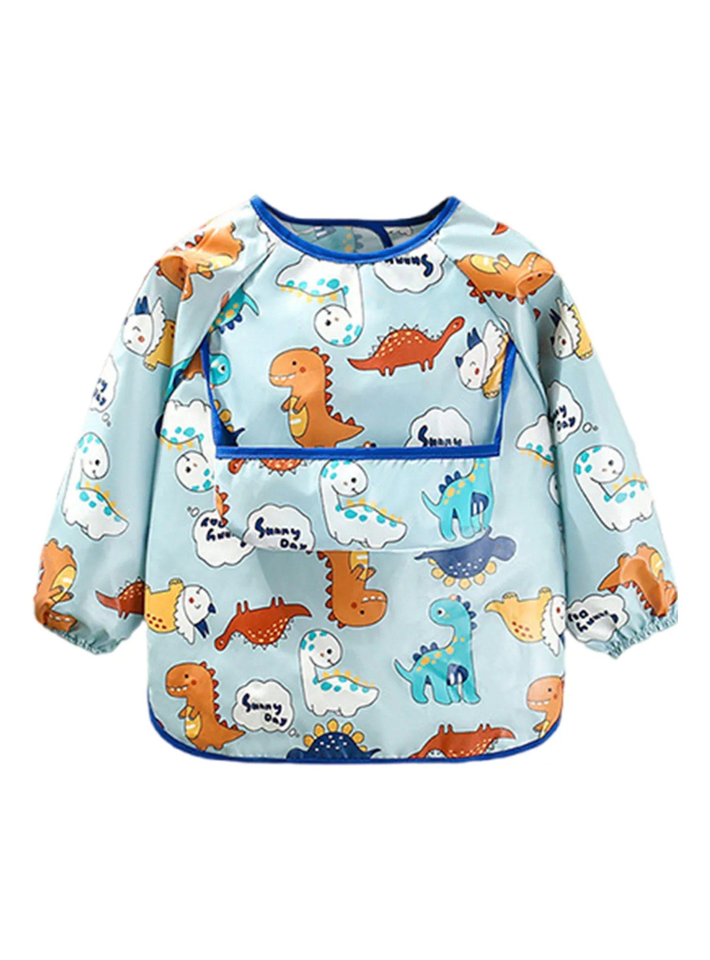 Babero Impermeable Infantil Manga Larga Dinosaurios Ajustable-8