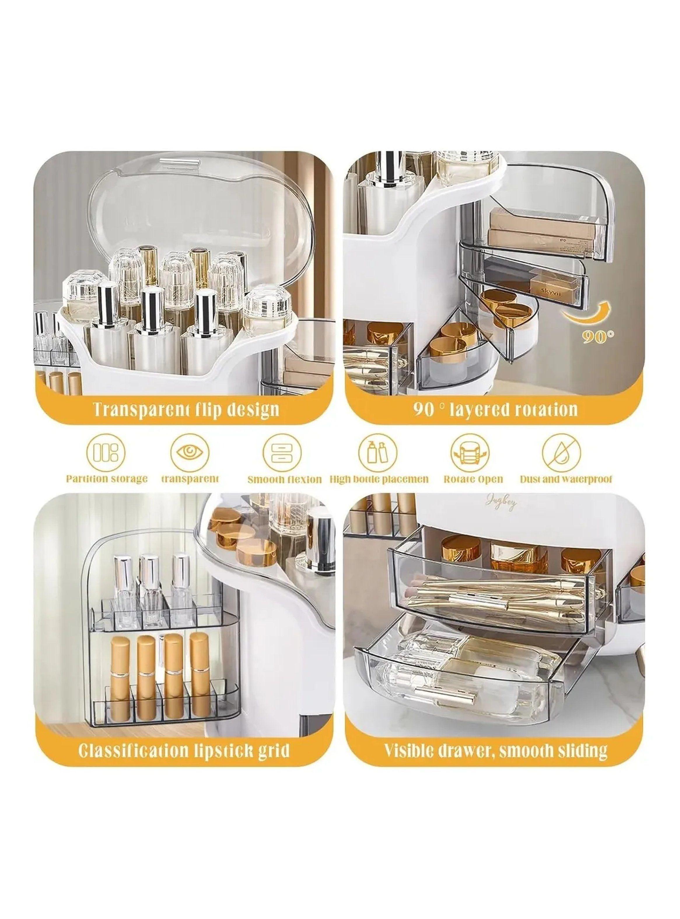 Organizador de Maquillaje Transparente Giro 90° con Compartimentos-1