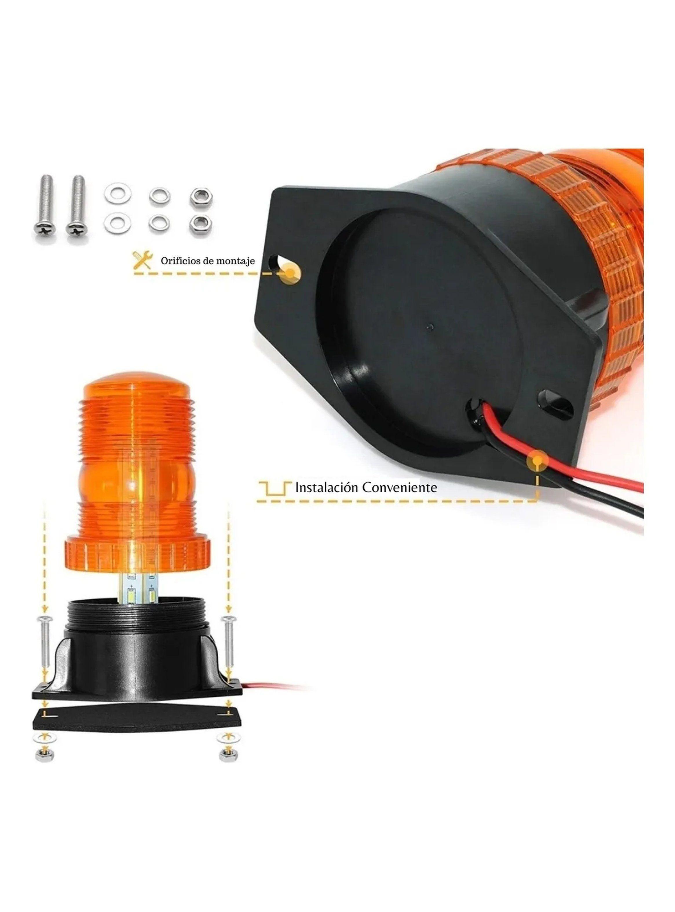 Luz Estroboscópica LED Naranja Base Plástica 12V-3