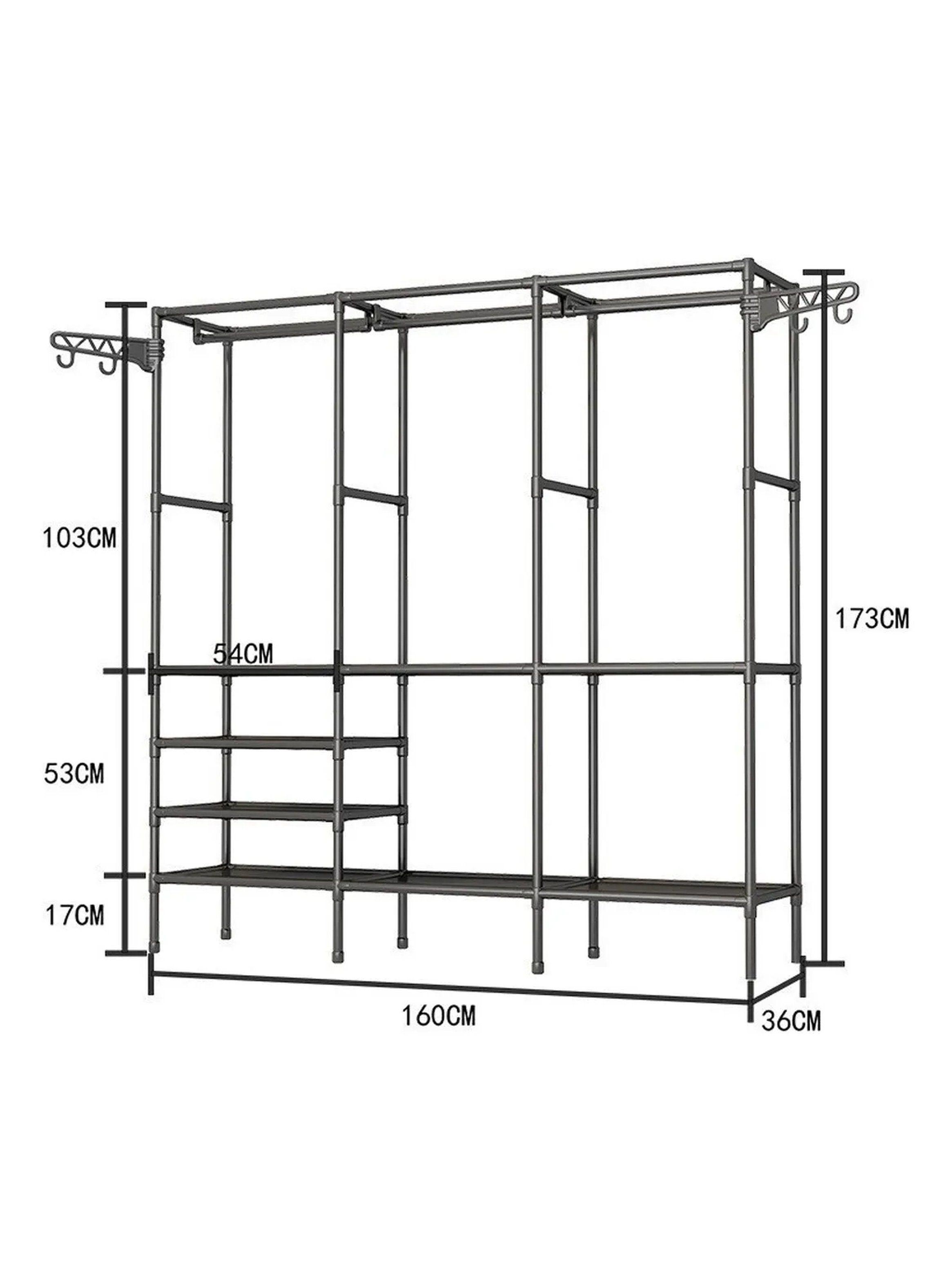 Estantería de Almacenamiento Modular Metálica 160x36x173cm Negra-1