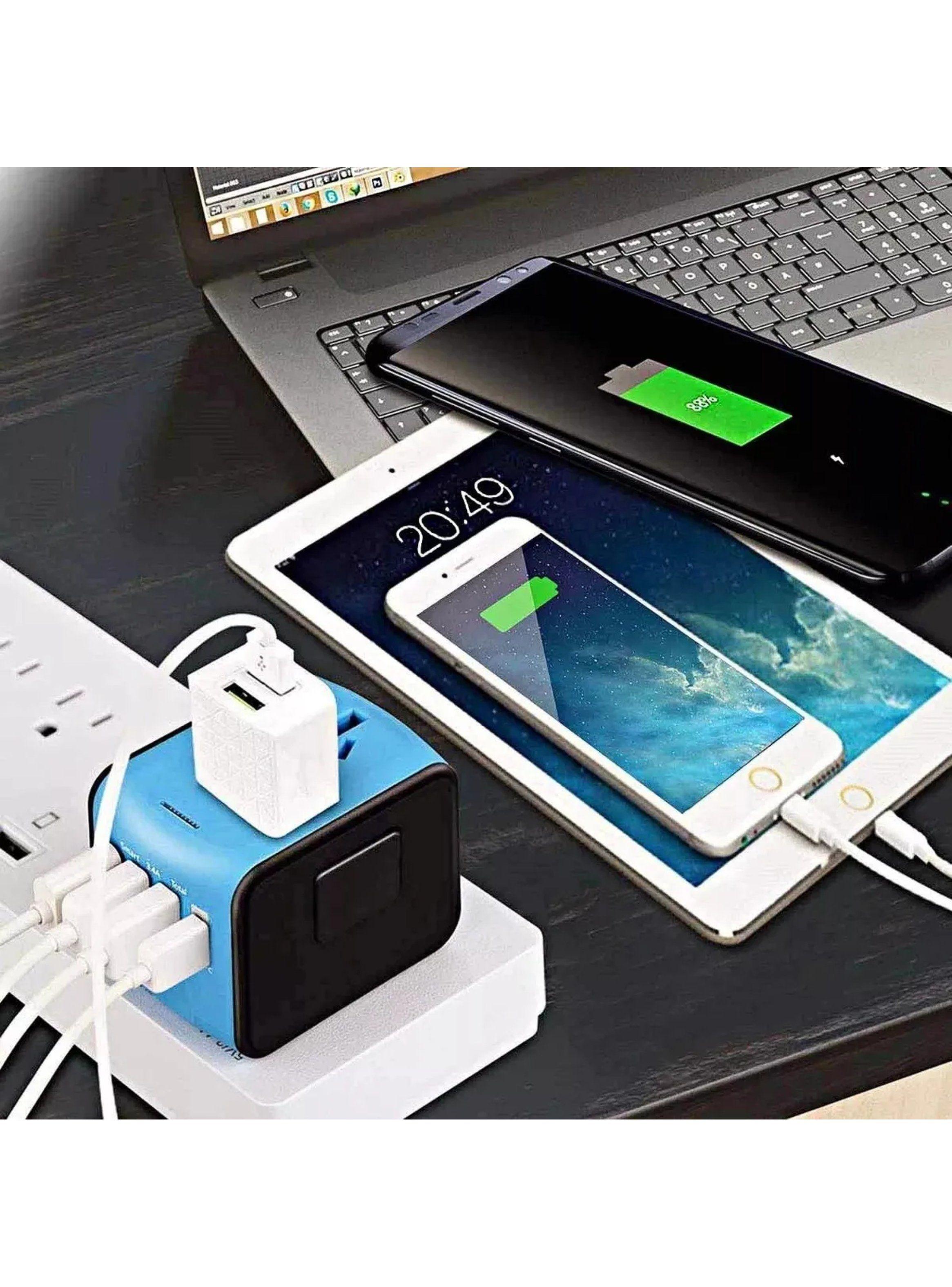 Adaptador de Viaje Universal USB Tipo-C 4 Puertos Multipaís-2
