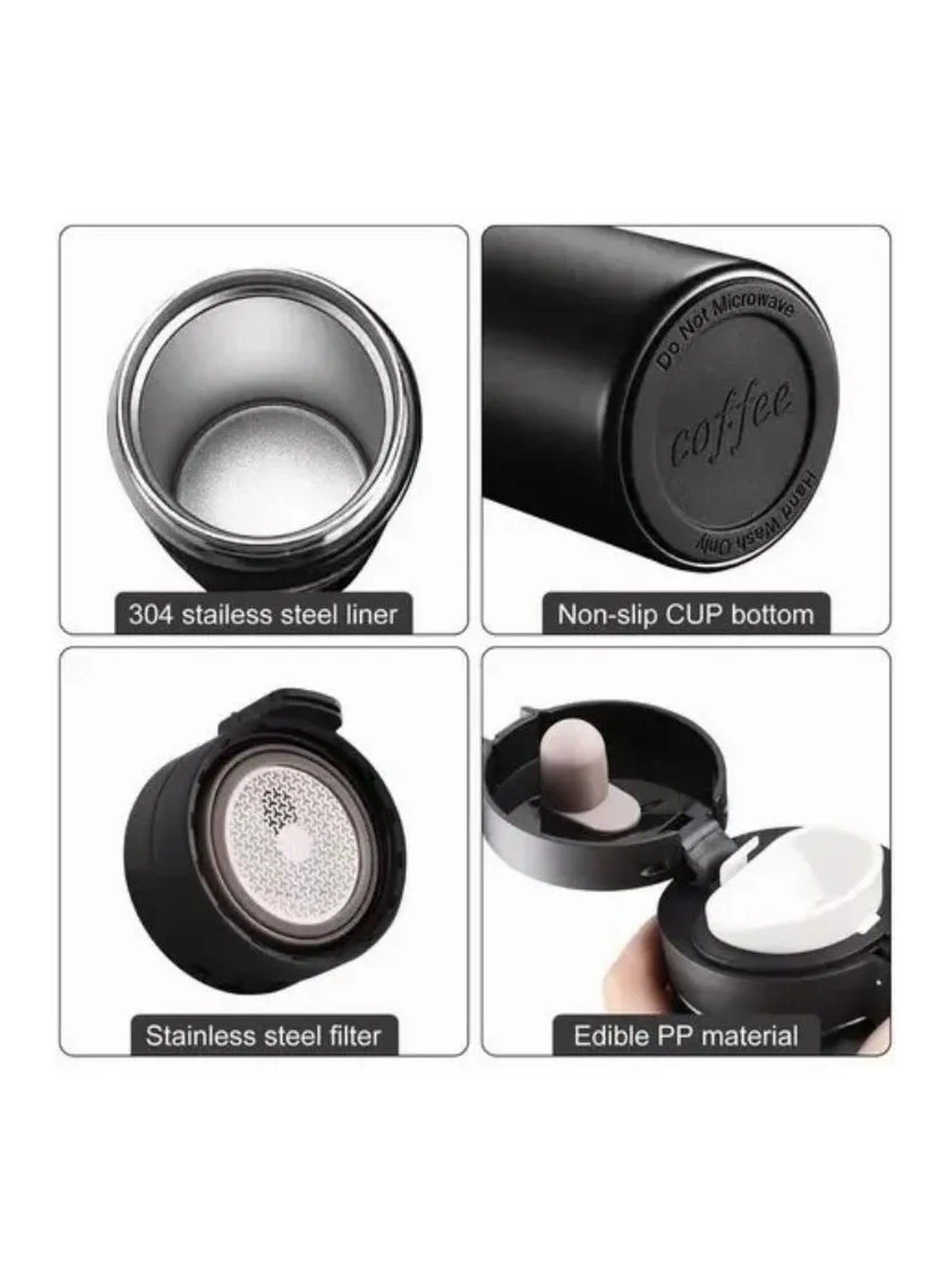 Taza Térmica Acero Inoxidable 304 Hermética Negra 350ml-2