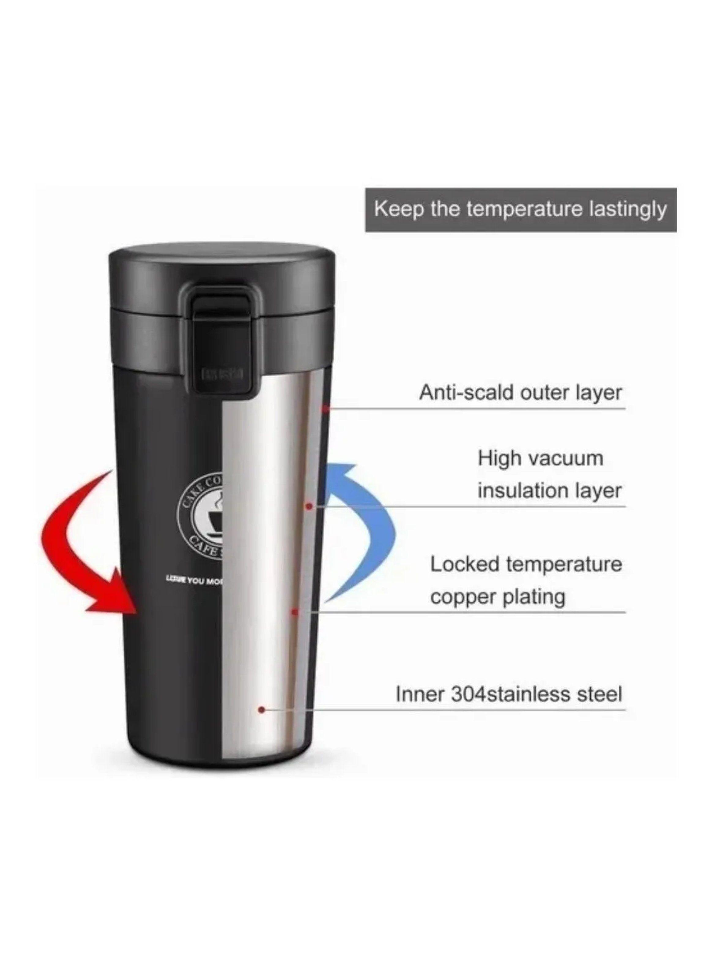 Taza Térmica Acero Inoxidable 304 Hermética Negra 350ml-4