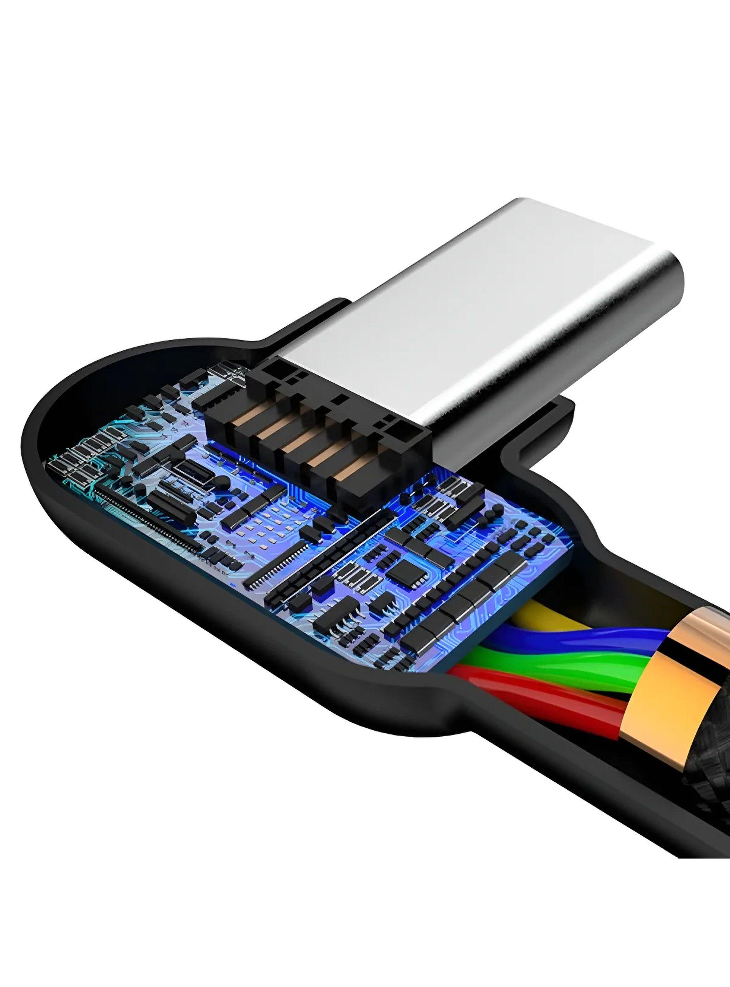 Cable USB Tipo C 90 Grados Nylon Trenzado Carga Rápida-3