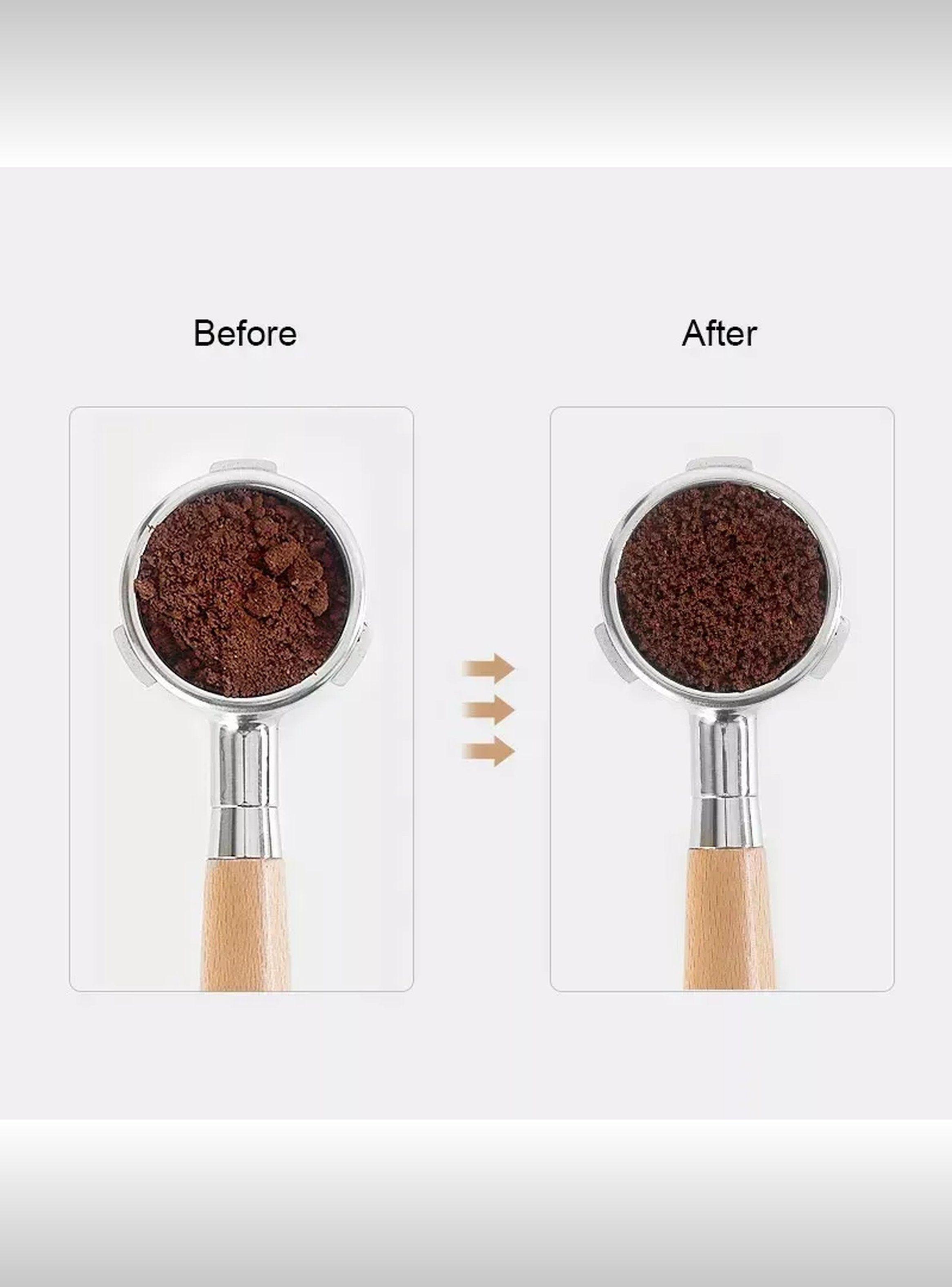 Herramienta Distribuidora de Café Espresso con Base de Madera-3