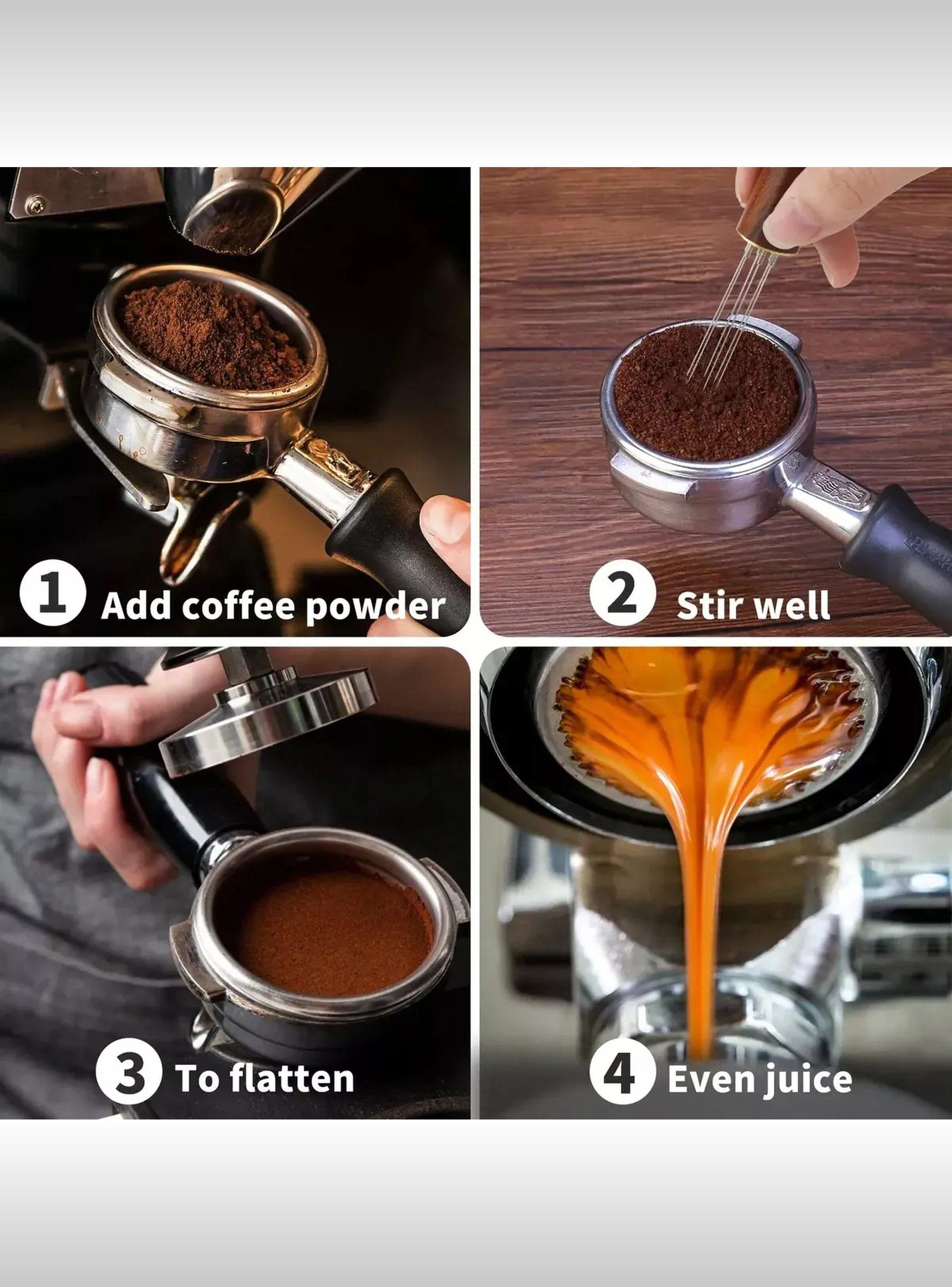 Herramienta Distribuidora de Café Espresso con Base de Madera-9