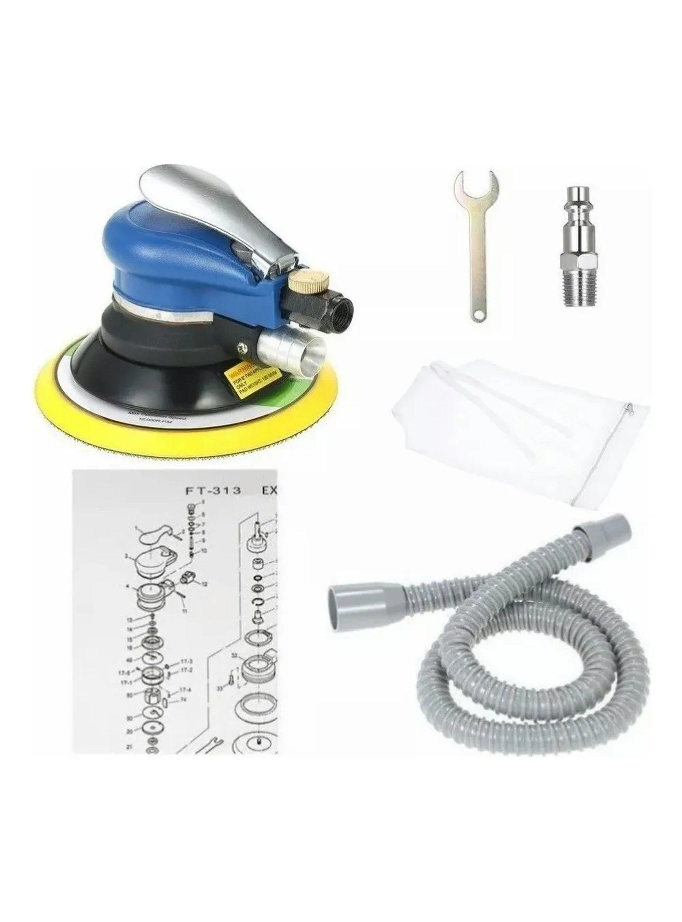 Lijadora Neumática Orbital 6'' 10000 RPM Con Bolsa de Polvo-0