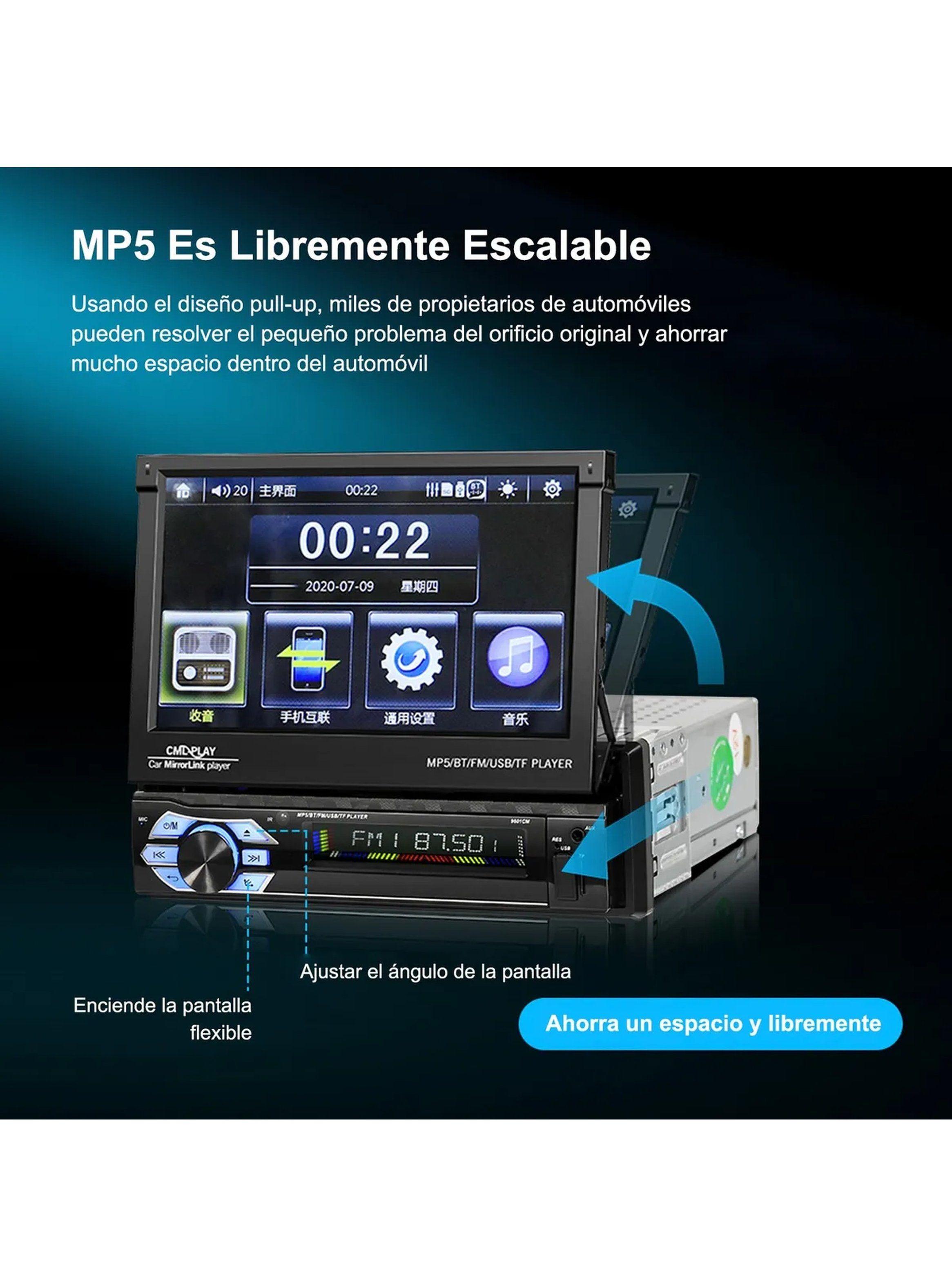 Radio Multimedia para Auto Pantalla Táctil Retráctil HD Bluetooth Cámara Trasera-5