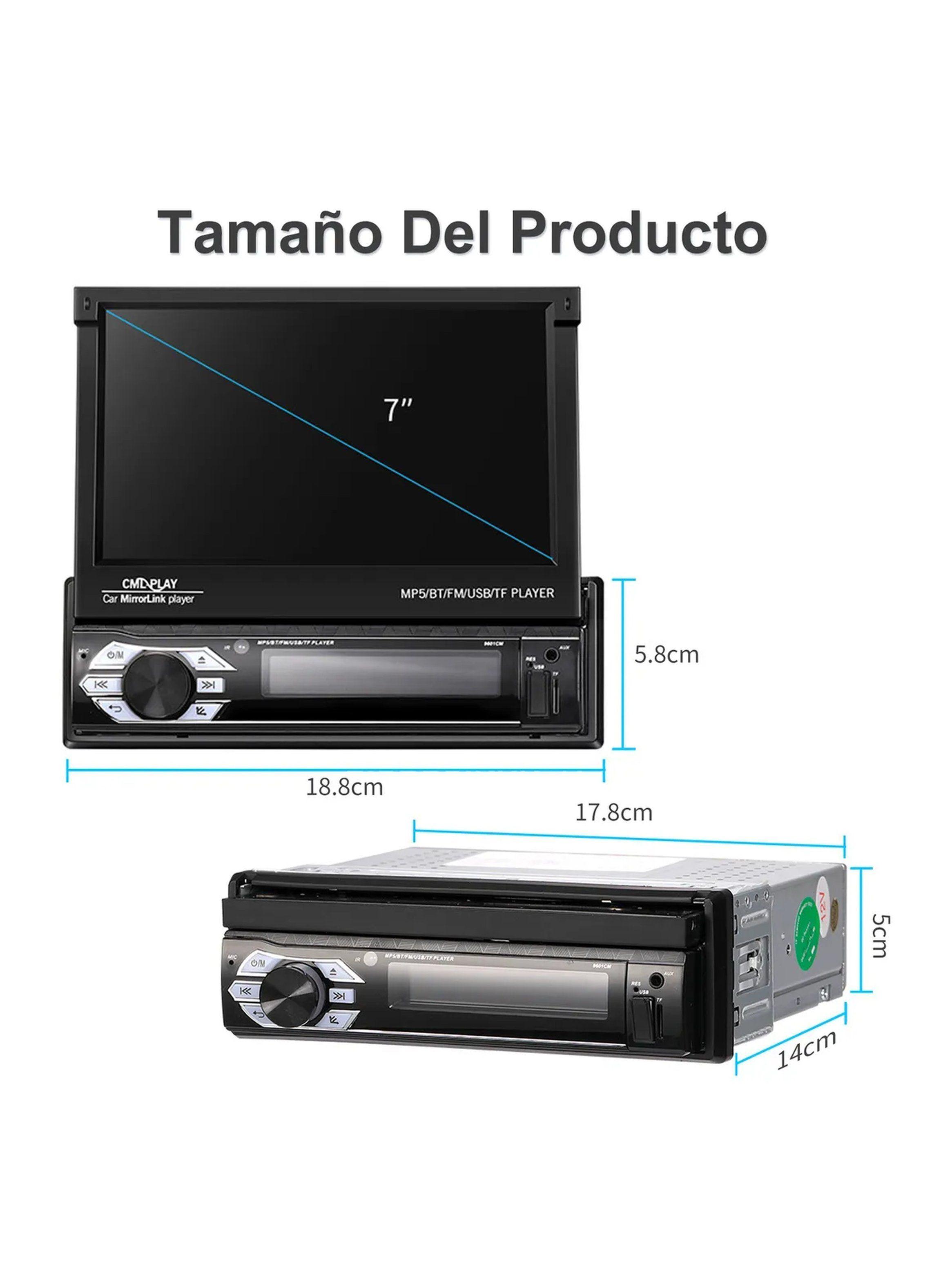 Radio Multimedia para Auto Pantalla Táctil Retráctil HD Bluetooth Cámara Trasera-9